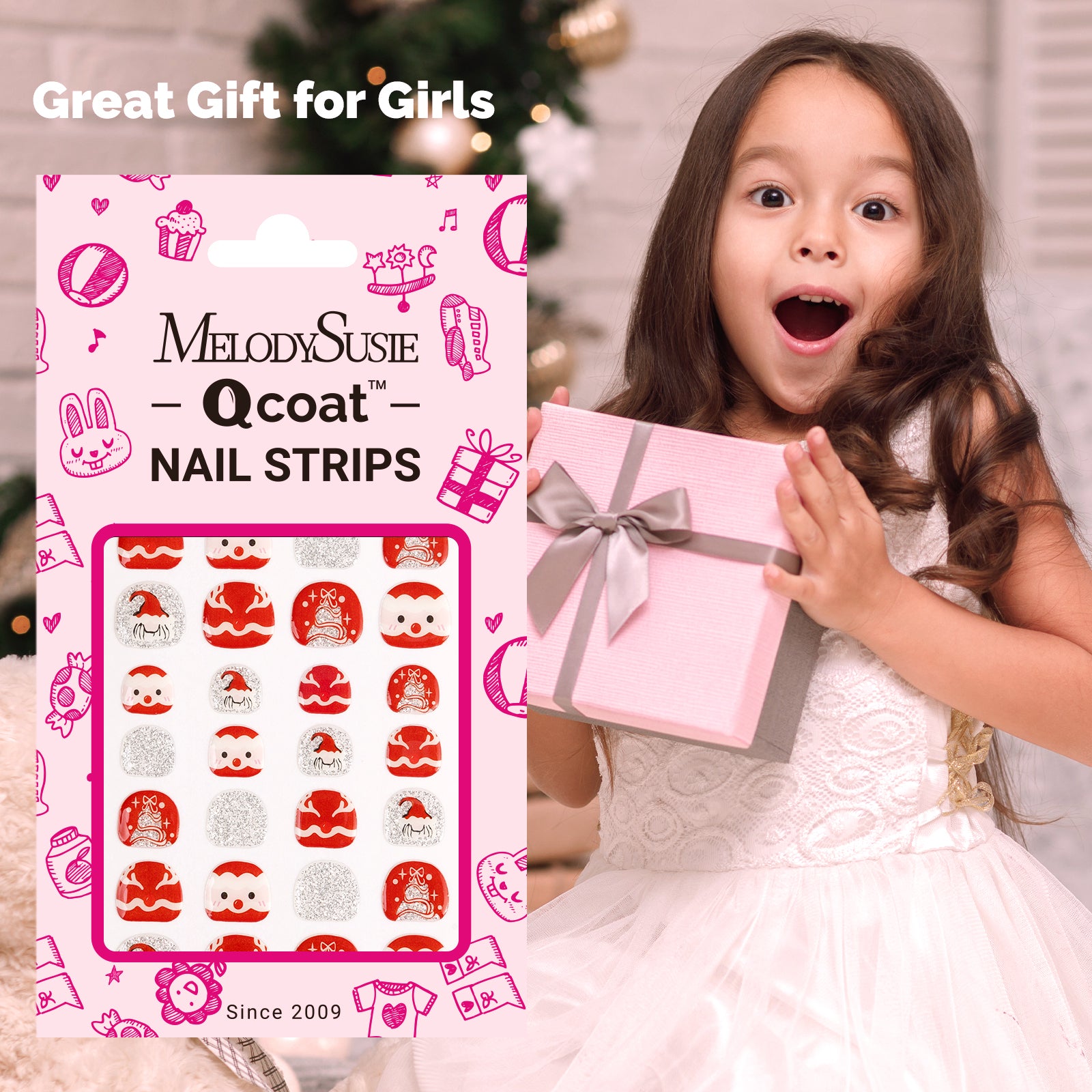 Qcoat Fully Cured Gel Nail Strips for Kids - Festive Planet - 图片6