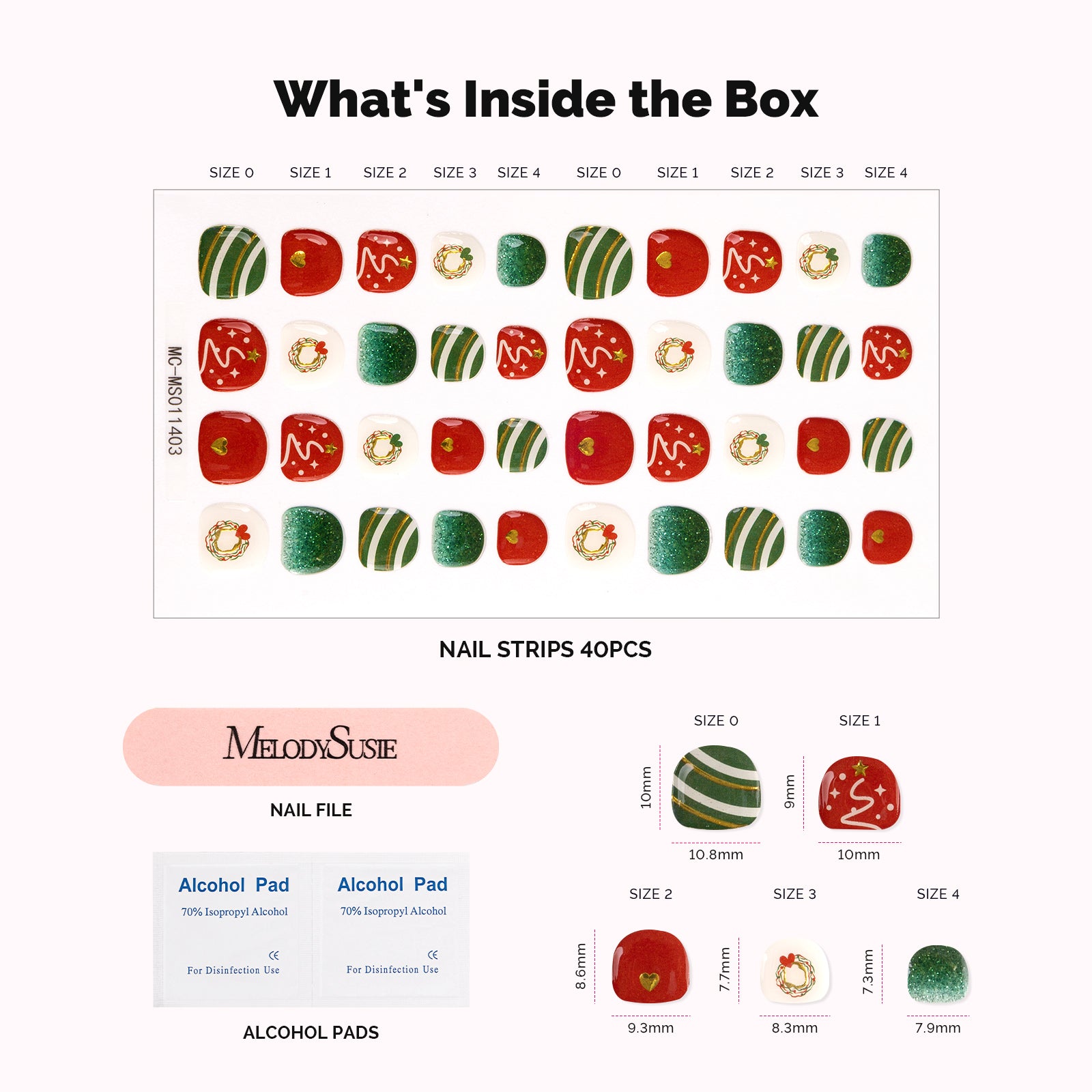 Qcoat Fully Cured Gel Nail Strips for Kids - Merry Festival - 图片4