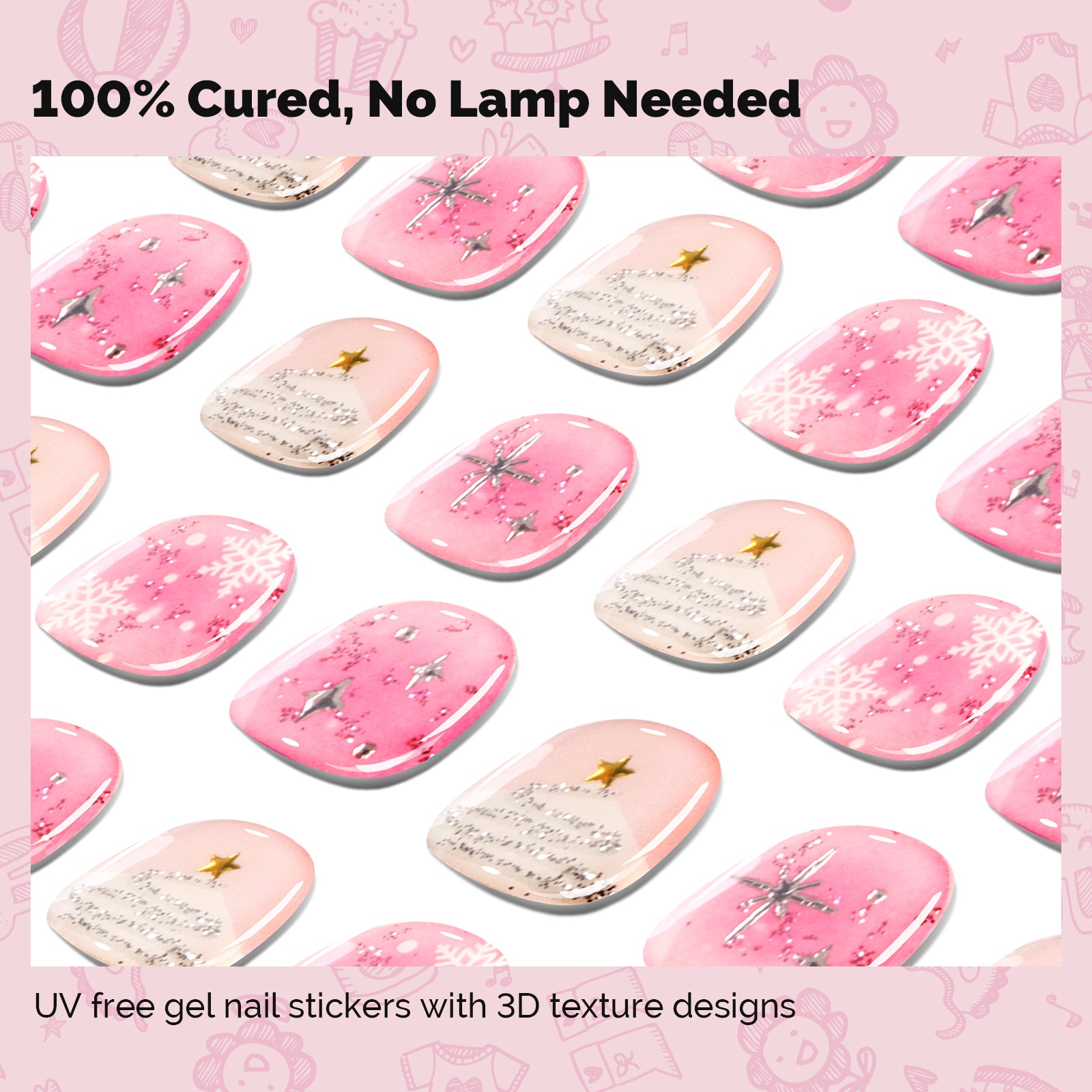 Qcoat Fully Cured Gel Nail Strips for Kids - Sparkling Starlight - 图片2