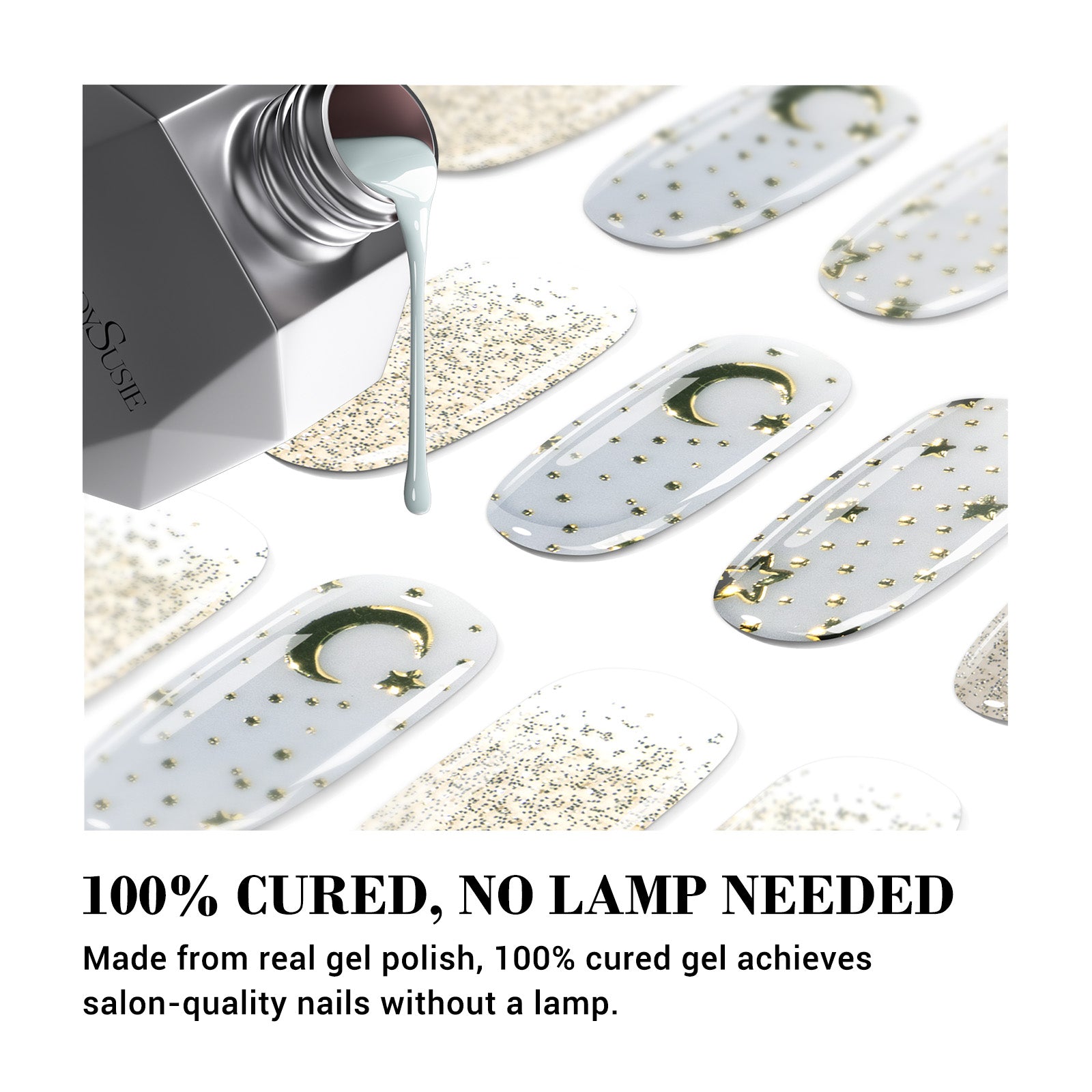 Qcoat Fully Cured Gel Nail Strips - Golden Stars(US ONLY) - 图片2
