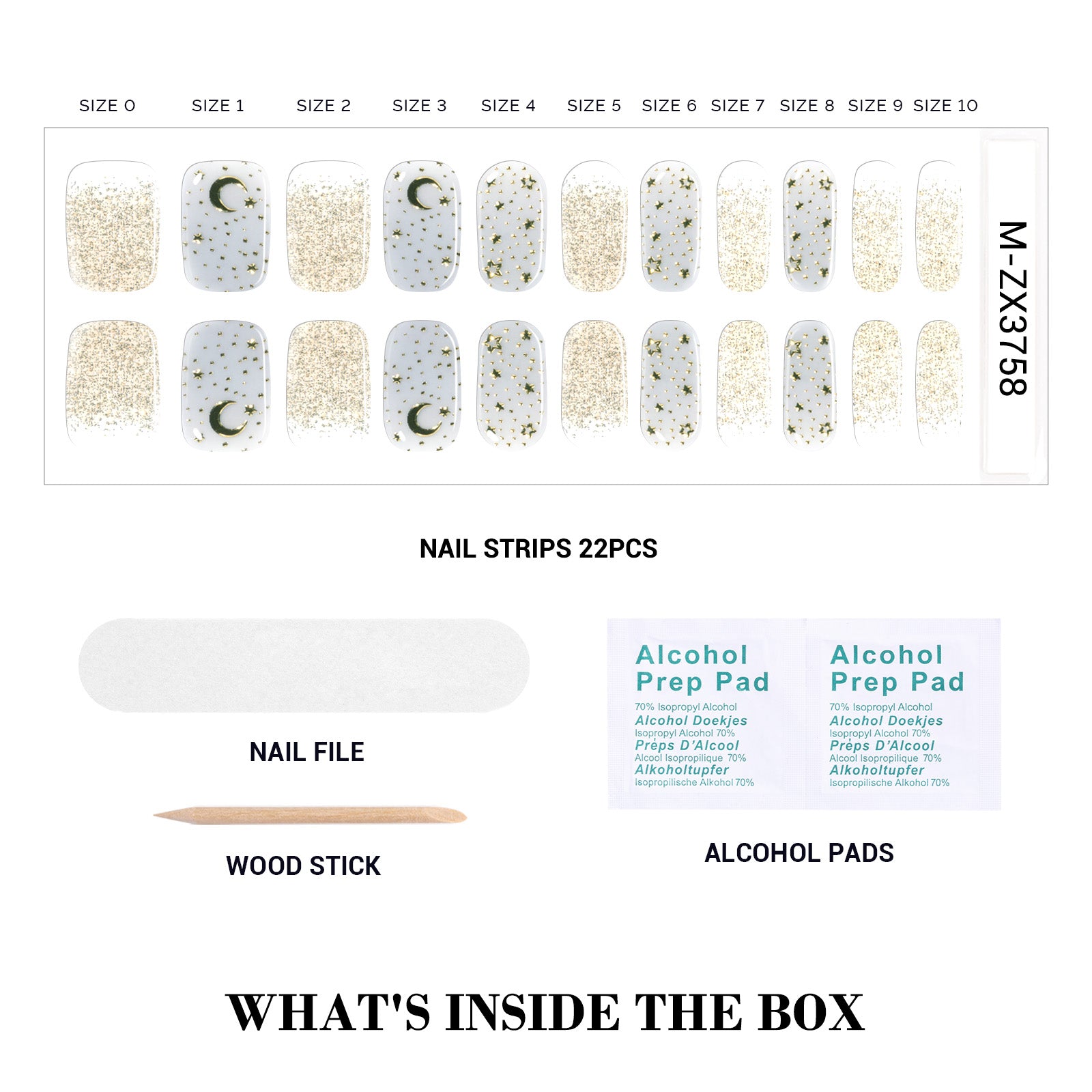 Qcoat Fully Cured Gel Nail Strips - Golden Stars(US ONLY) - 图片4