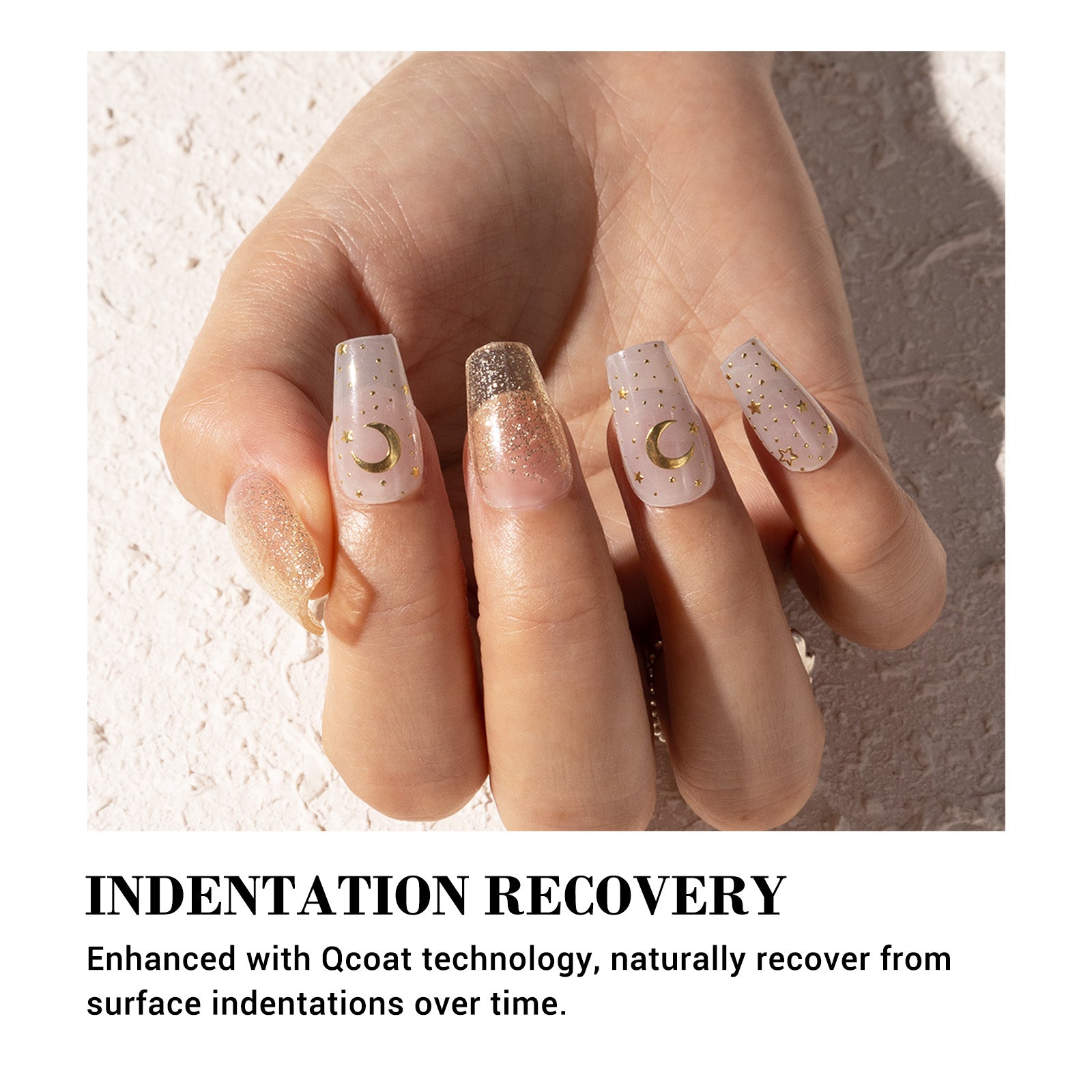 Qcoat Fully Cured Gel Nail Strips - Golden Stars(US ONLY) - 图片5