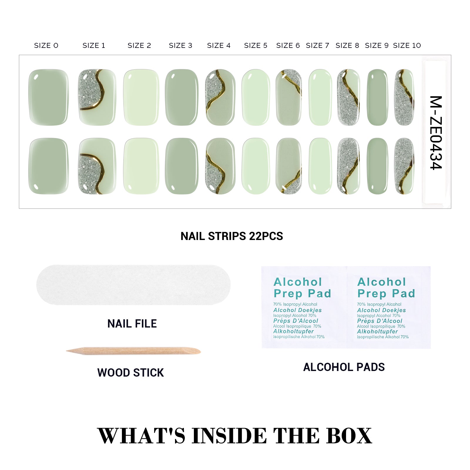 Qcoat Fully Cured Gel Nail Strips - Milky Green Waves(US ONLY) - 图片3