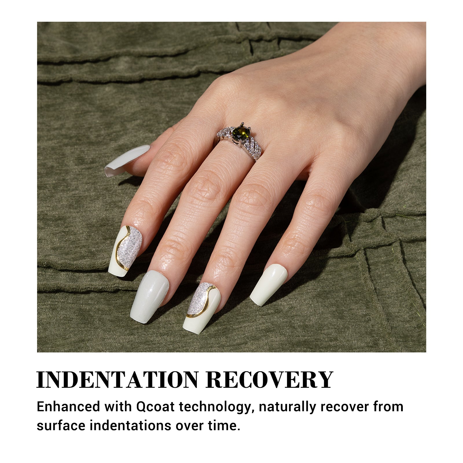 Qcoat Fully Cured Gel Nail Strips - Milky Green Waves(US ONLY) - 图片5