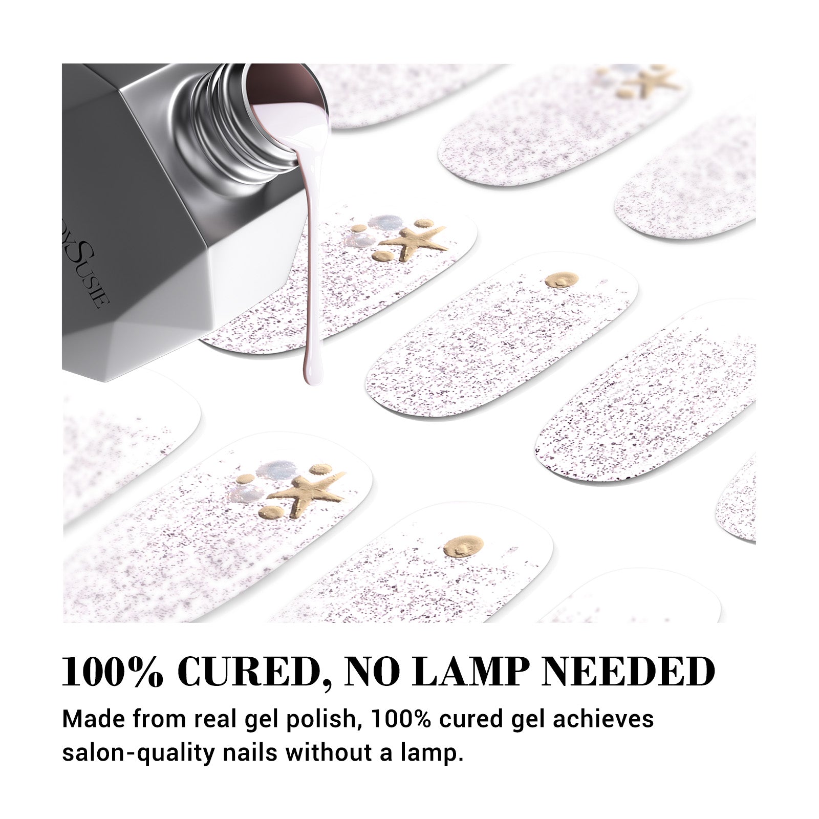 Qcoat Fully Cured Gel Nail Strips - Pink Glitter Starfish(US ONLY) - 图片2