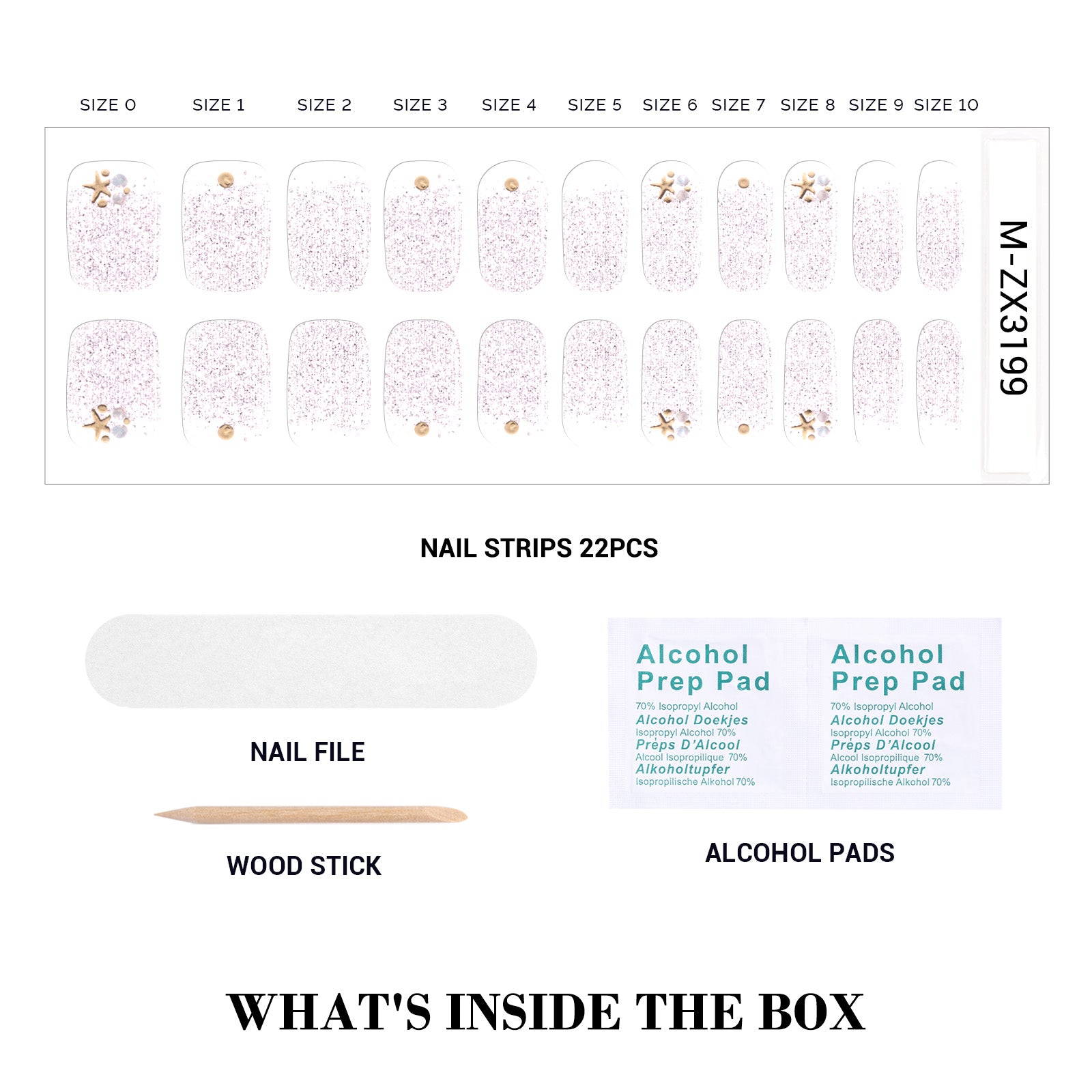 Qcoat Fully Cured Gel Nail Strips - Pink Glitter Starfish(US ONLY) - 图片4