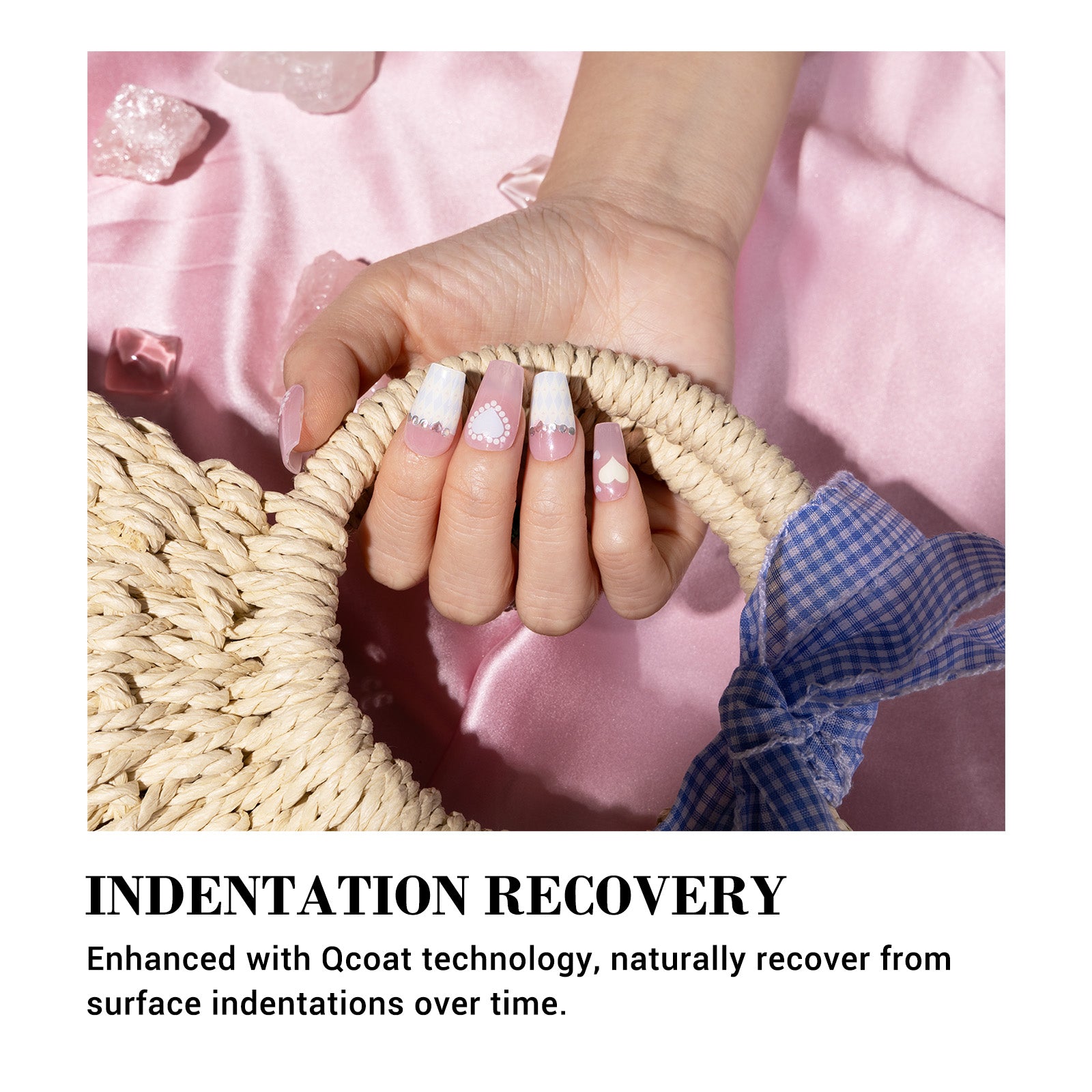 Qcoat Fully Cured Gel Nail Strips - Pink Heart(US ONLY) - 图片5