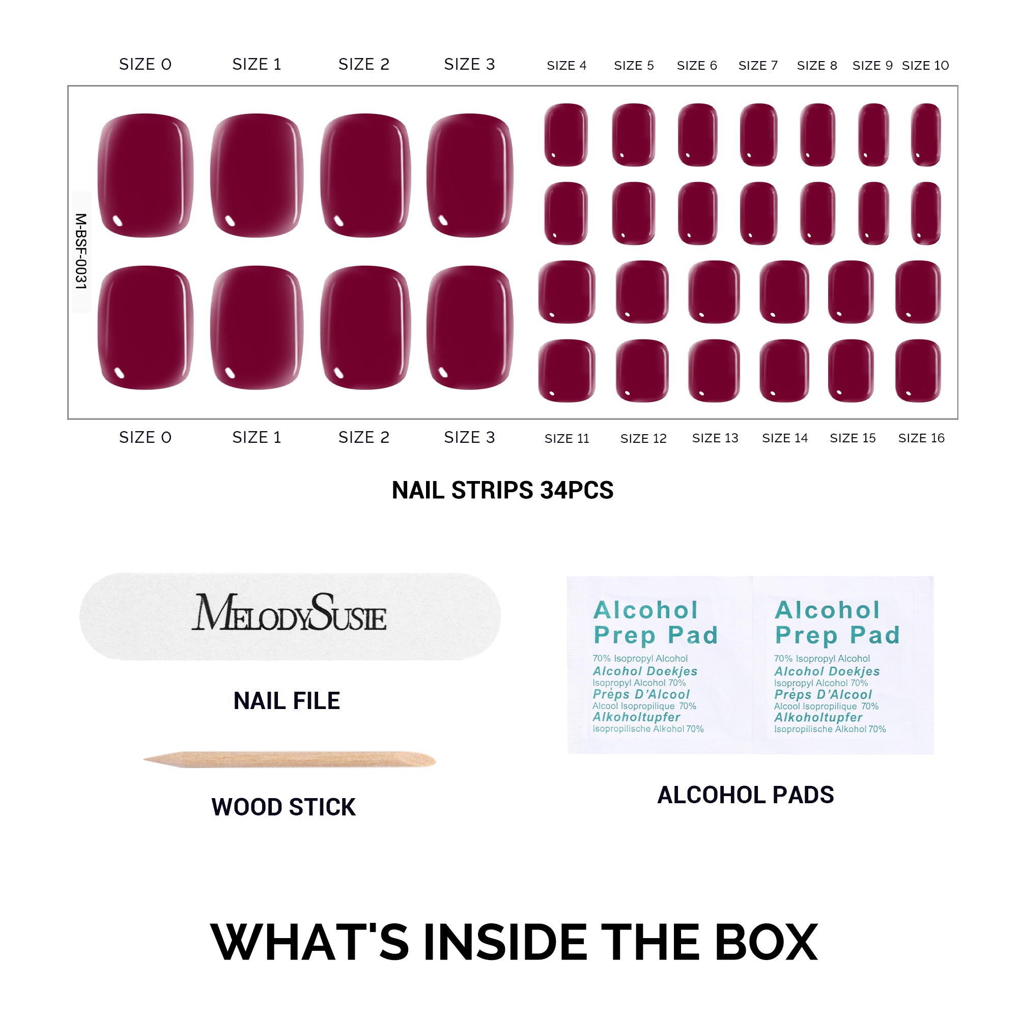 Qcoat Pedicure Fully Cured Gel Nail Strips-Red Wine(US ONLY) - 图片4