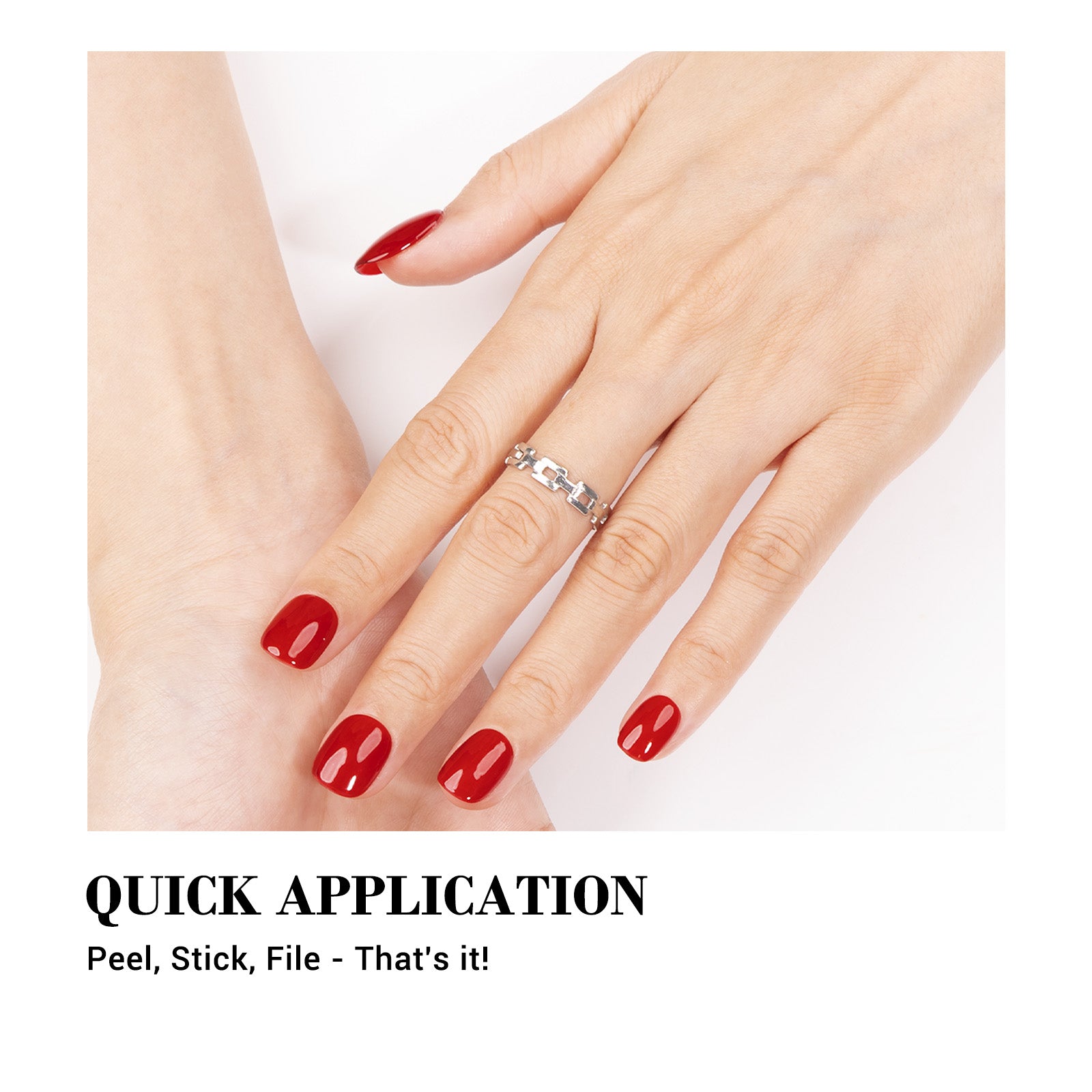 Qcoat Fully Cured Gel Nail Strips - Red(US ONLY) - 图片4