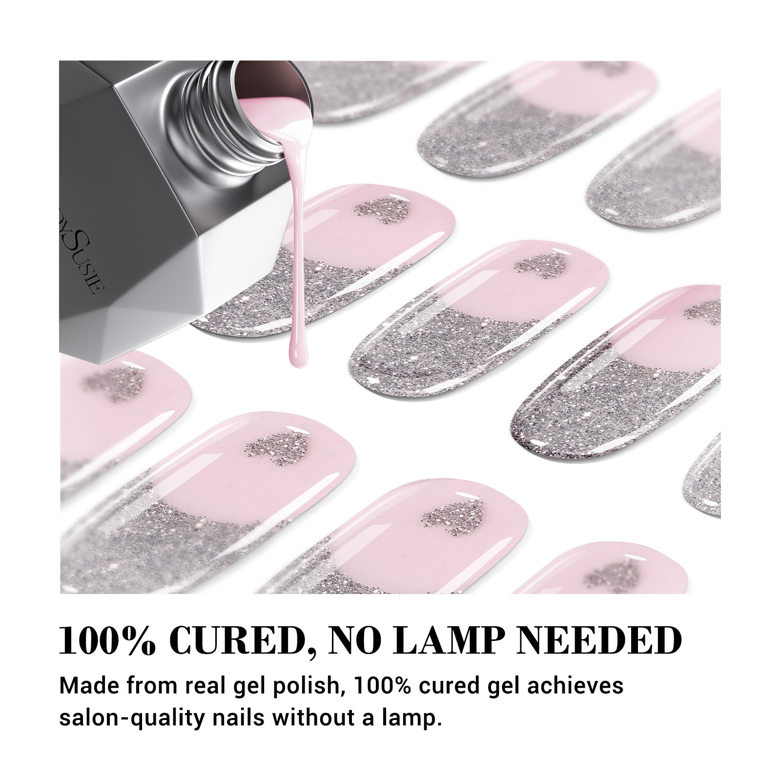 Qcoat Fully Cured Gel Nail Strips - Sliver French Tips(US ONLY) - 图片2