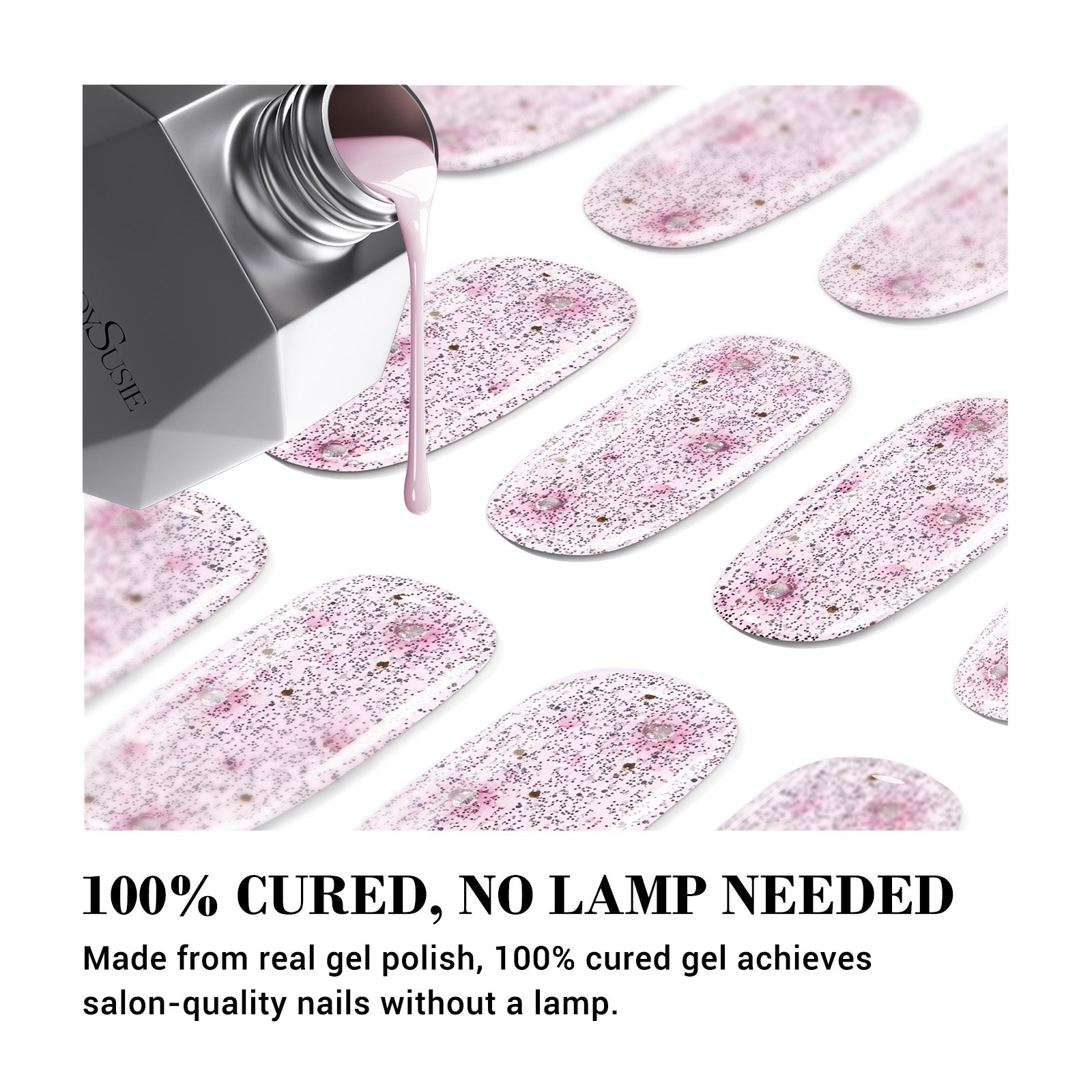 Qcoat Fully Cured Gel Nail Strips - Sliver Glitter Gems(US ONLY) - 图片2