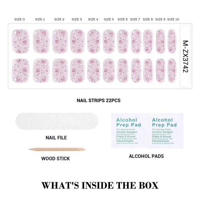 Qcoat Fully Cured Gel Nail Strips - Sliver Glitter Gems(US ONLY)