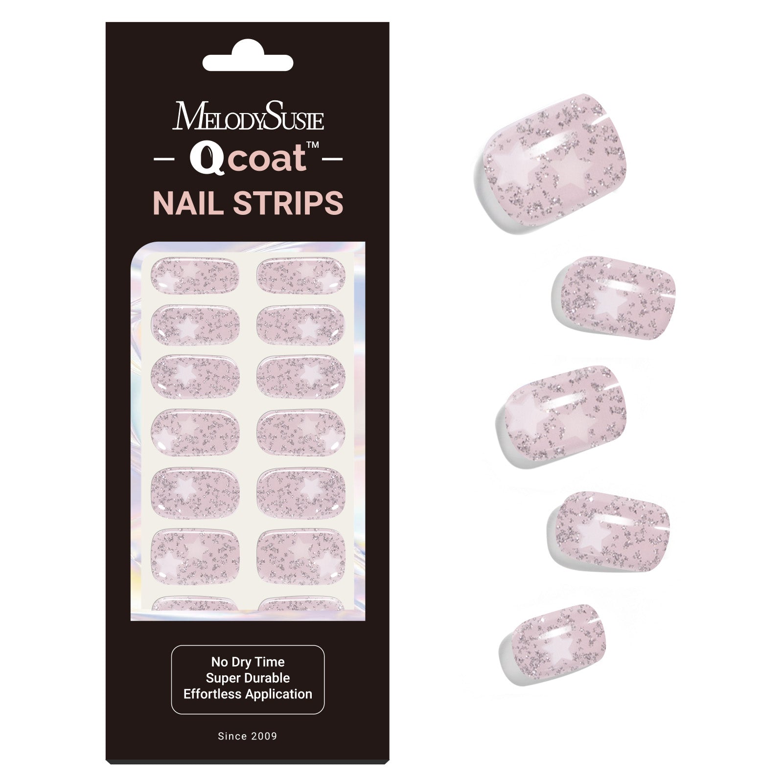 Qcoat Fully Cured Gel Nail Strips - Sliver Stars(US ONLY) - 图片2
