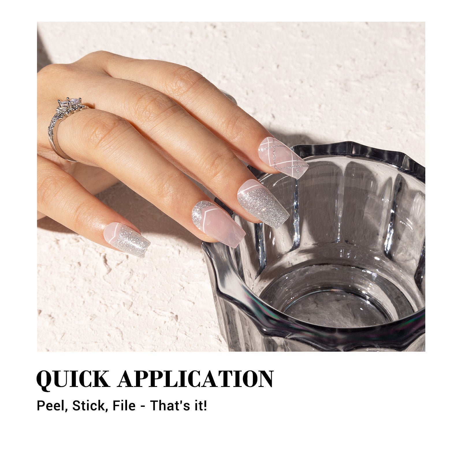 Qcoat Fully Cured Gel Nail Strips - Space French(US ONLY) - 图片7