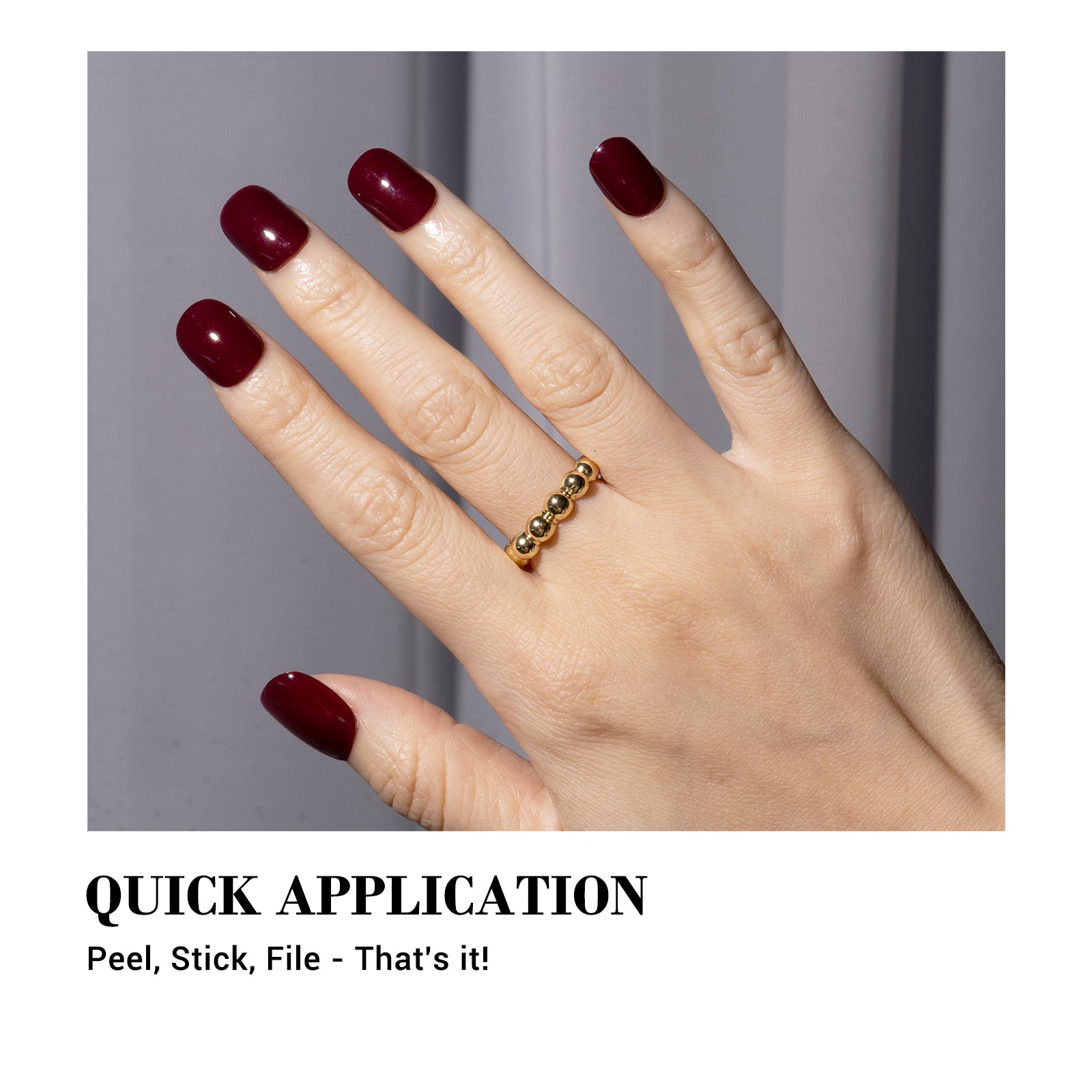 Qcoat Fully Cured Gel Nail Strips - Wine Red(US ONLY) - 图片4