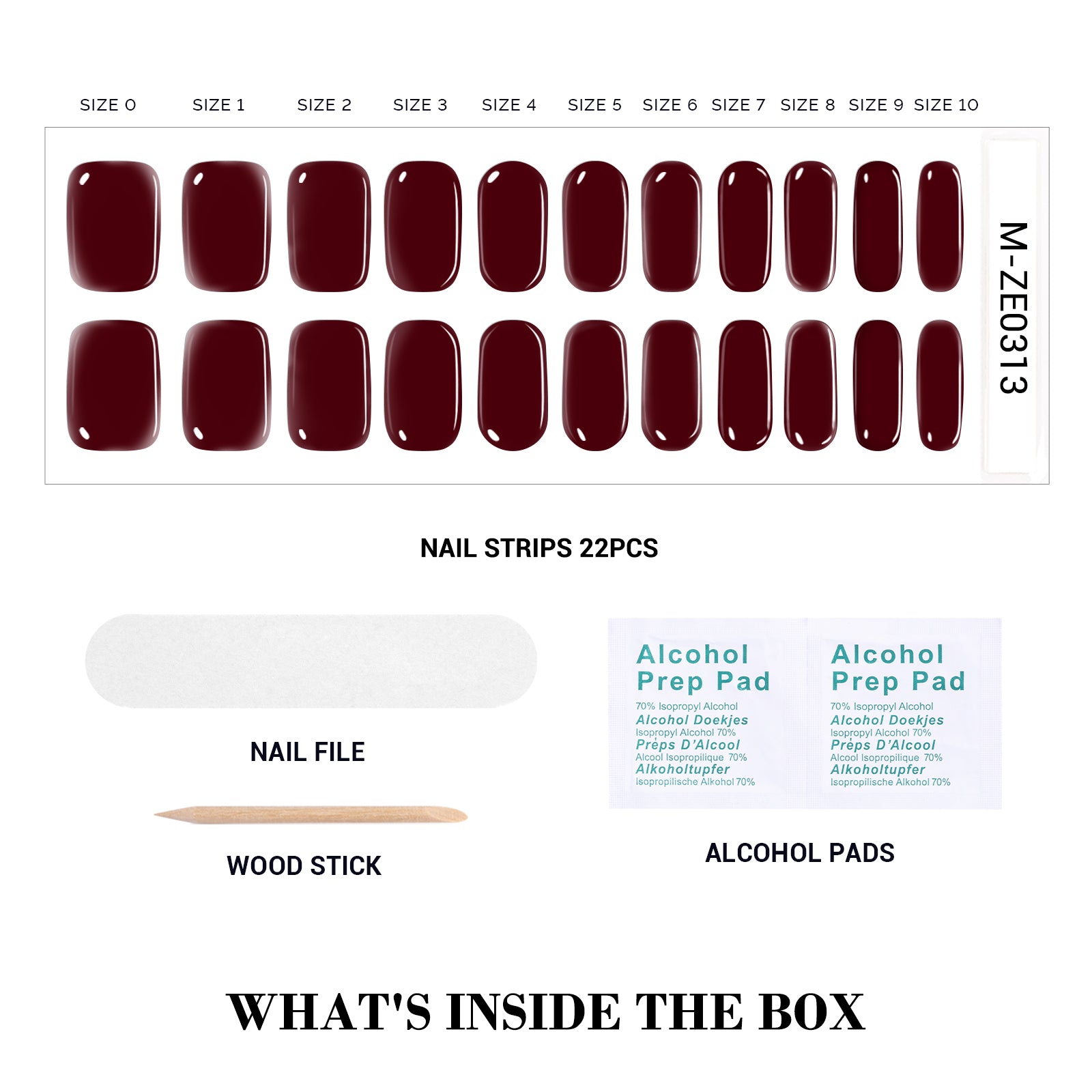 Qcoat Fully Cured Gel Nail Strips - Wine Red(US ONLY) - 图片3