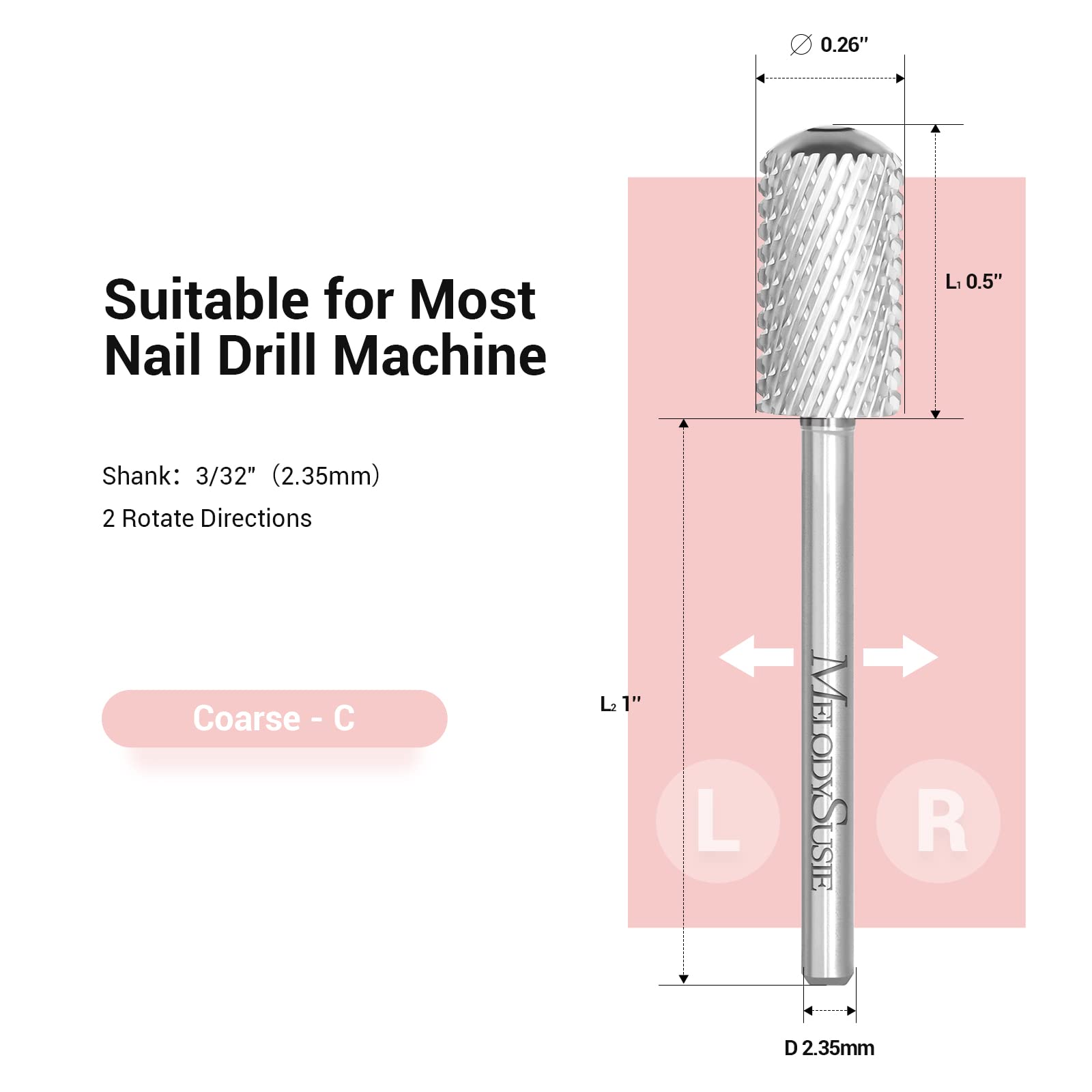Round Top Large Barrel Carbide Nail Drill Bits-Coarse C (1 pc) - 图片5