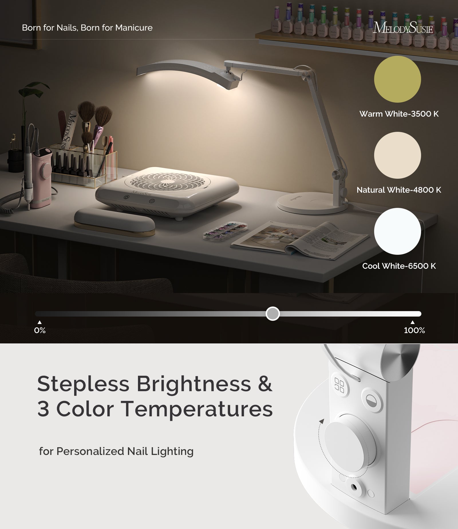 S-Pro25A Nail-Focused 3-Mode Manicure Table Lamp without Nail Lamp - 图片7