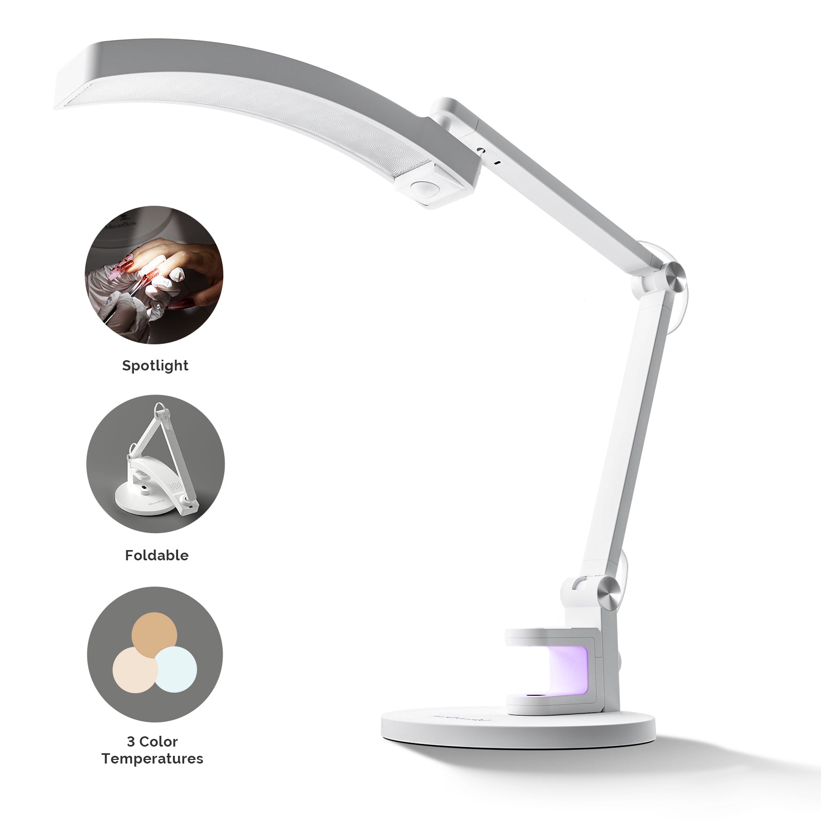 S-Pro29G Nail-Focused 3-Mode Manicure Table Lamp with White Mini Nail Lamp