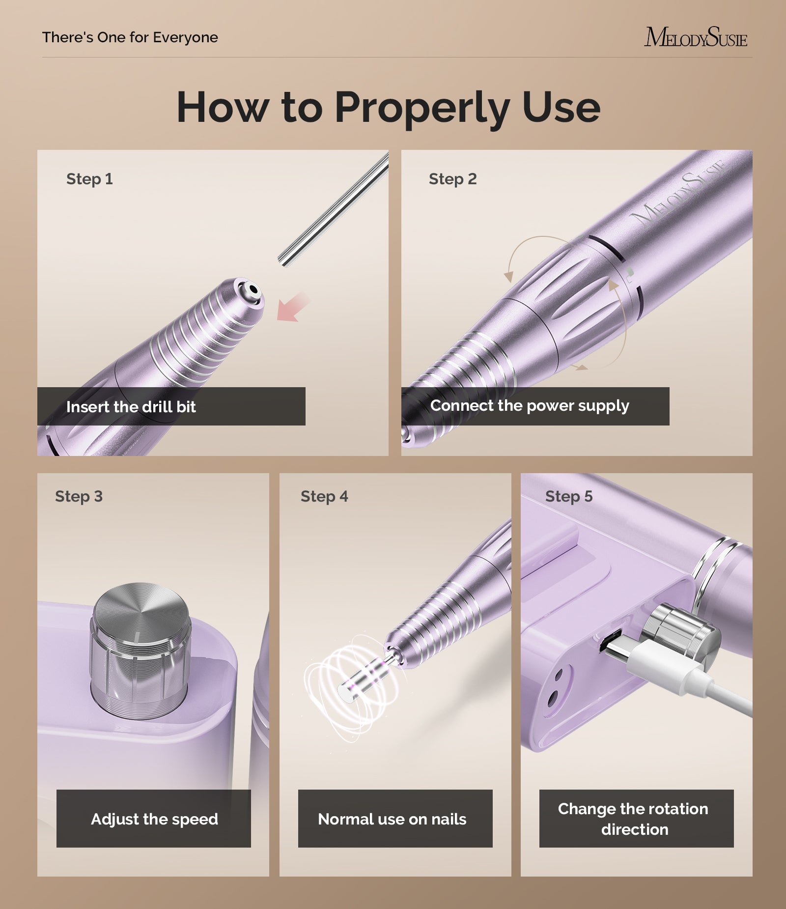 SC300F Clip-On Rechargeable Nail Drill 30,000RPM - Purple - 图片5