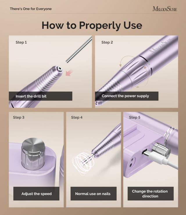 SC300F Clip-On Rechargeable Nail Drill 30,000RPM - Purple
