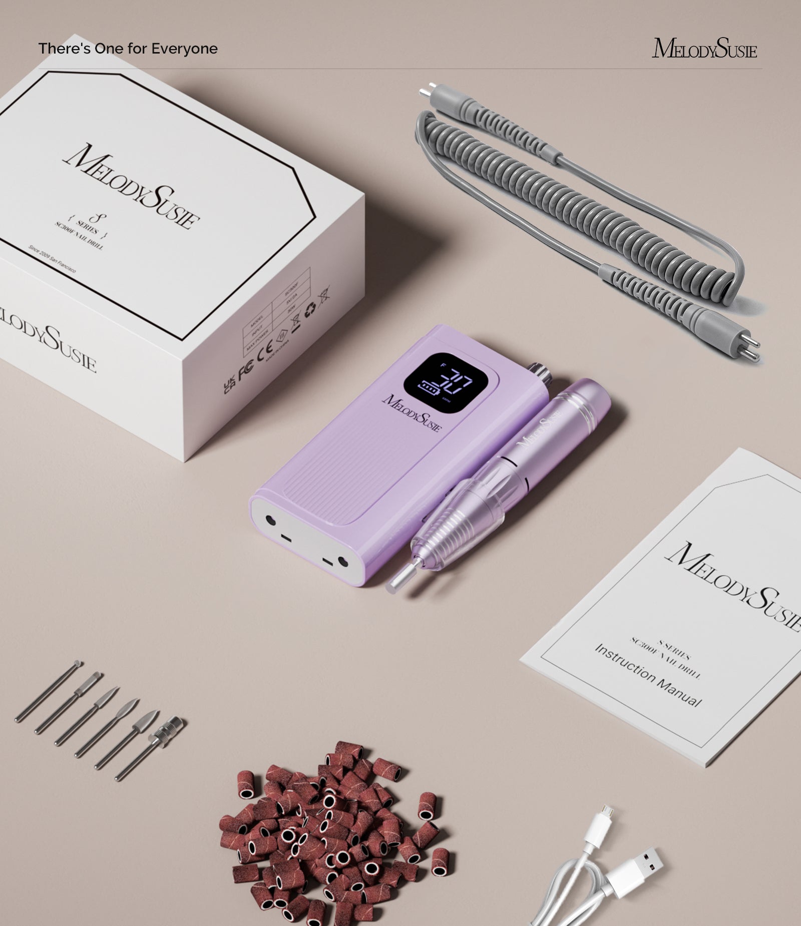 SC300F Clip-On Rechargeable Nail Drill 30,000RPM - Purple - 图片6