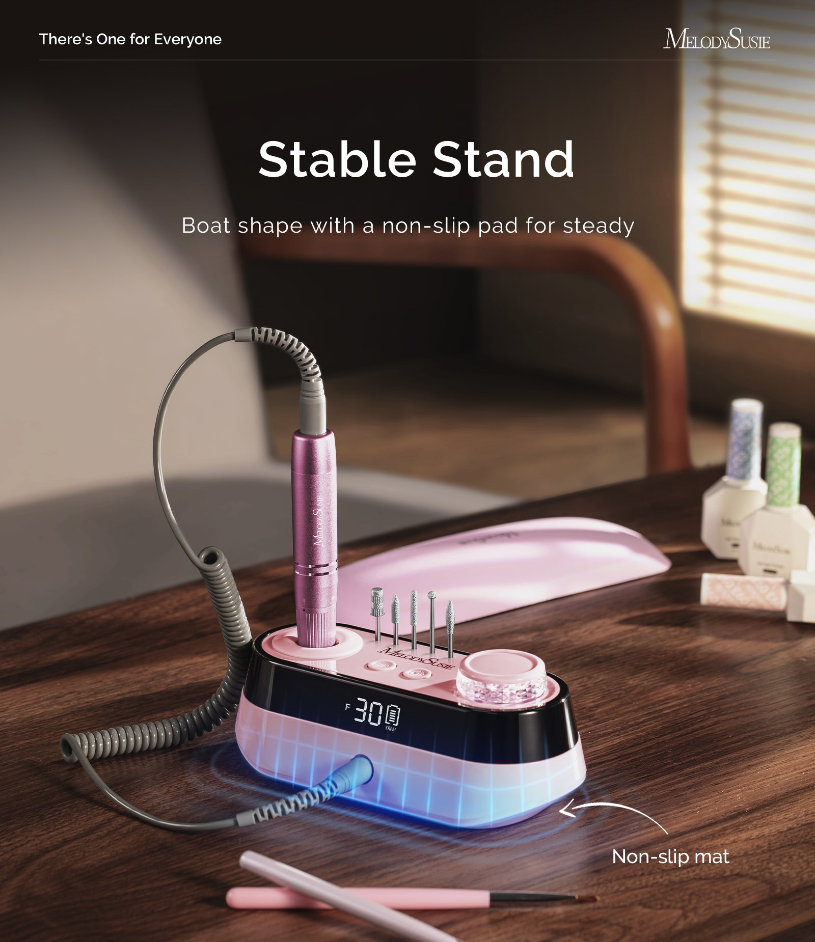 SC320A Desktop Multifunctional Rechargeable Nail Drill 30,000RPM - Pink - 图片3