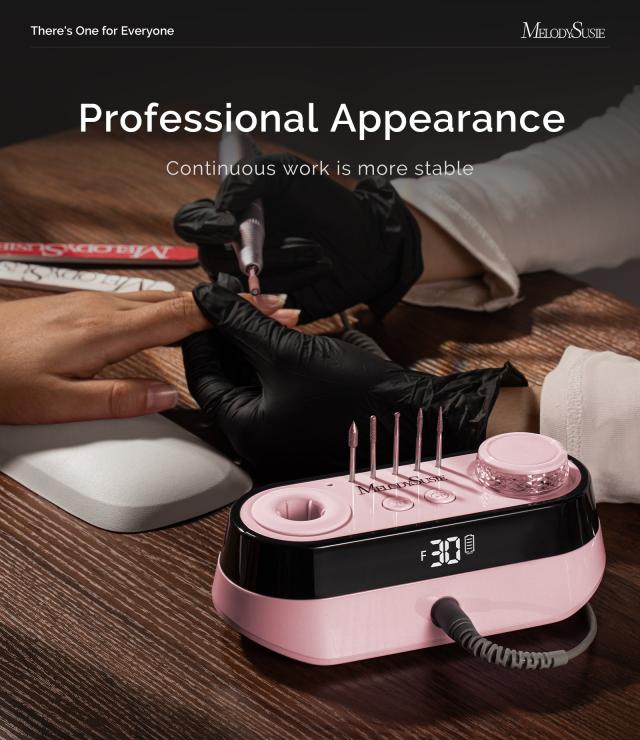 SC320A Desktop Multifunctional Rechargeable Nail Drill 30,000RPM - Pink