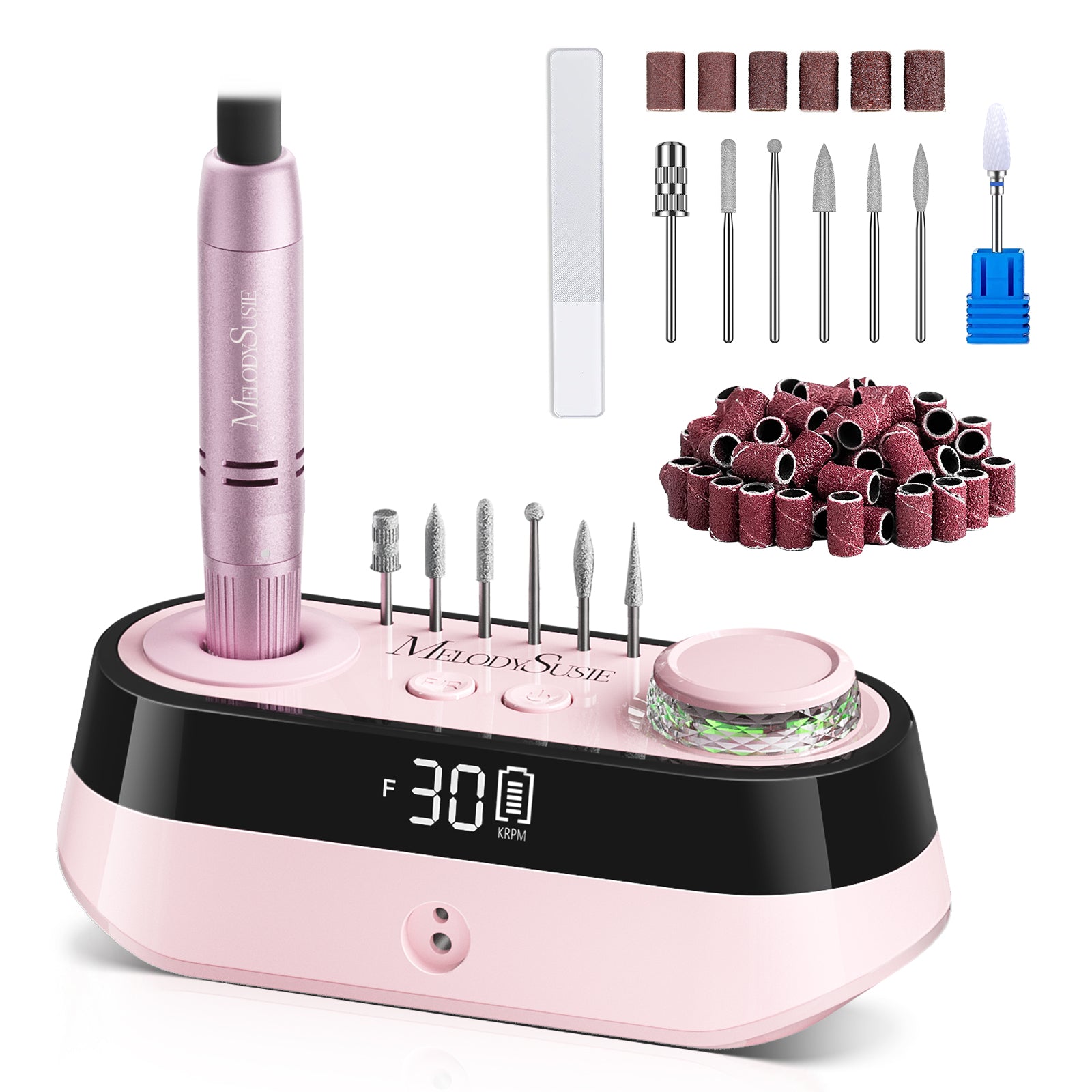 SC320A Desktop Multifunctional Rechargeable Nail Drill 30,000RPM - Pink