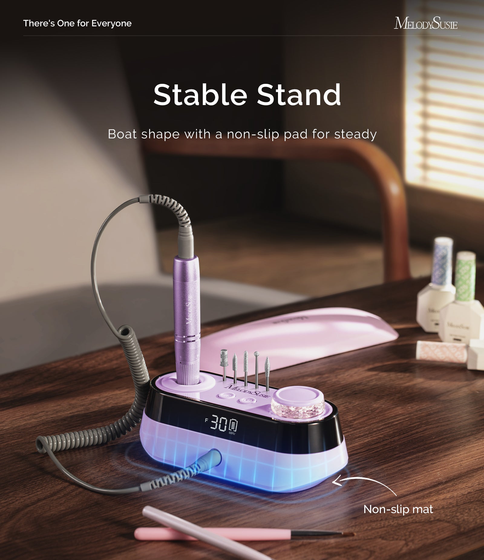 SC320A Desktop Multifunctional Rechargeable Nail Drill 30,000RPM - Purple - 图片2