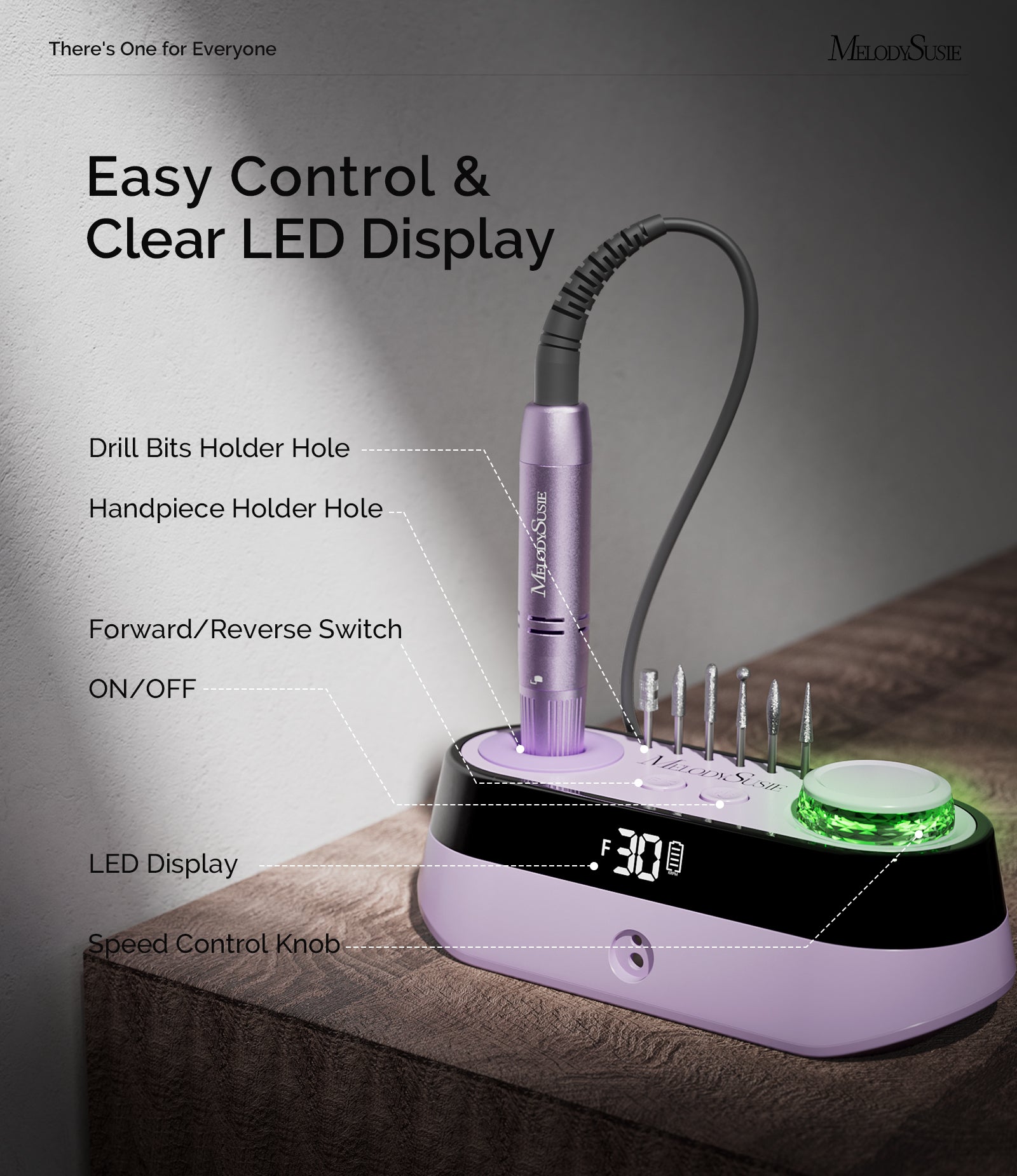 SC320A Desktop Multifunctional Rechargeable Nail Drill 30,000RPM - Purple - 图片5