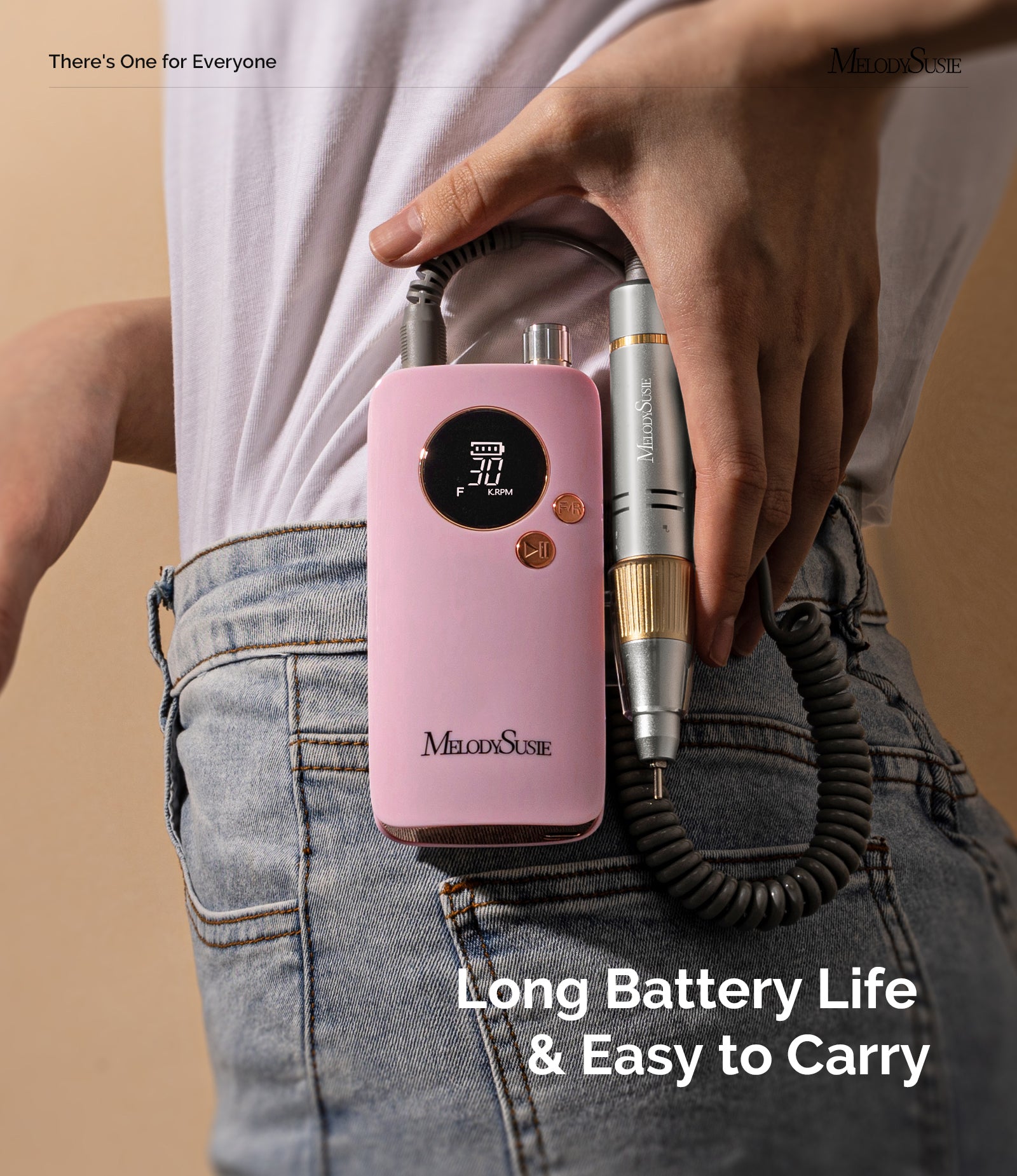 SC320F Clip-On Rechargeable Nail Drill 30,000RPM - Pink Gold - 图片3