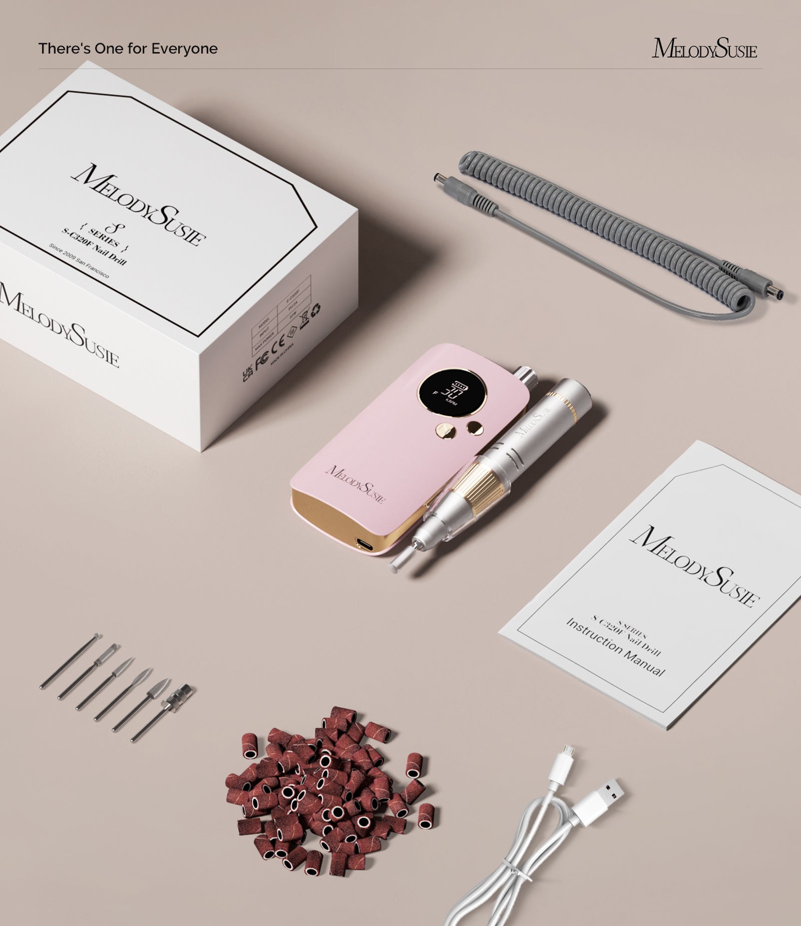 SC320F Clip-On Rechargeable Nail Drill 30,000RPM - Pink Gold - 图片8