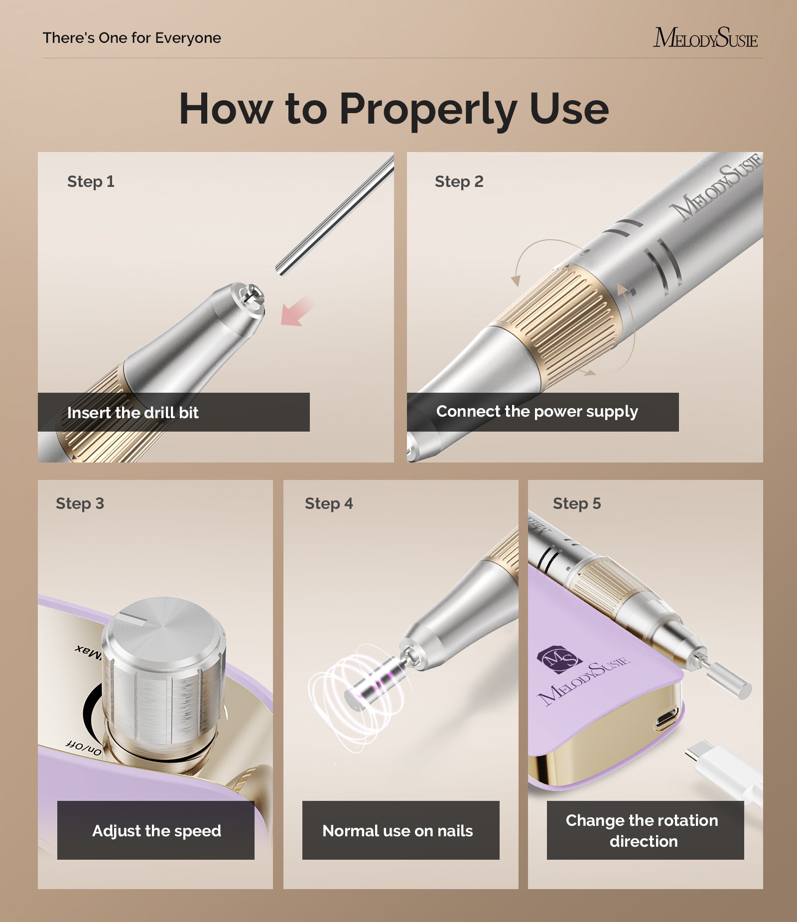 SC320F Clip-On Rechargeable Nail Drill 30,000RPM - Purple - 图片5