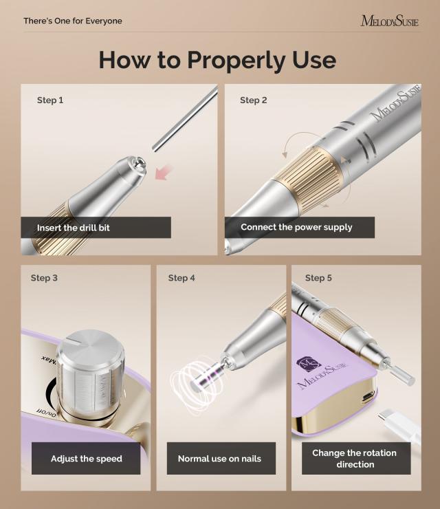 SC320F Clip-On Rechargeable Nail Drill 30,000RPM - Purple