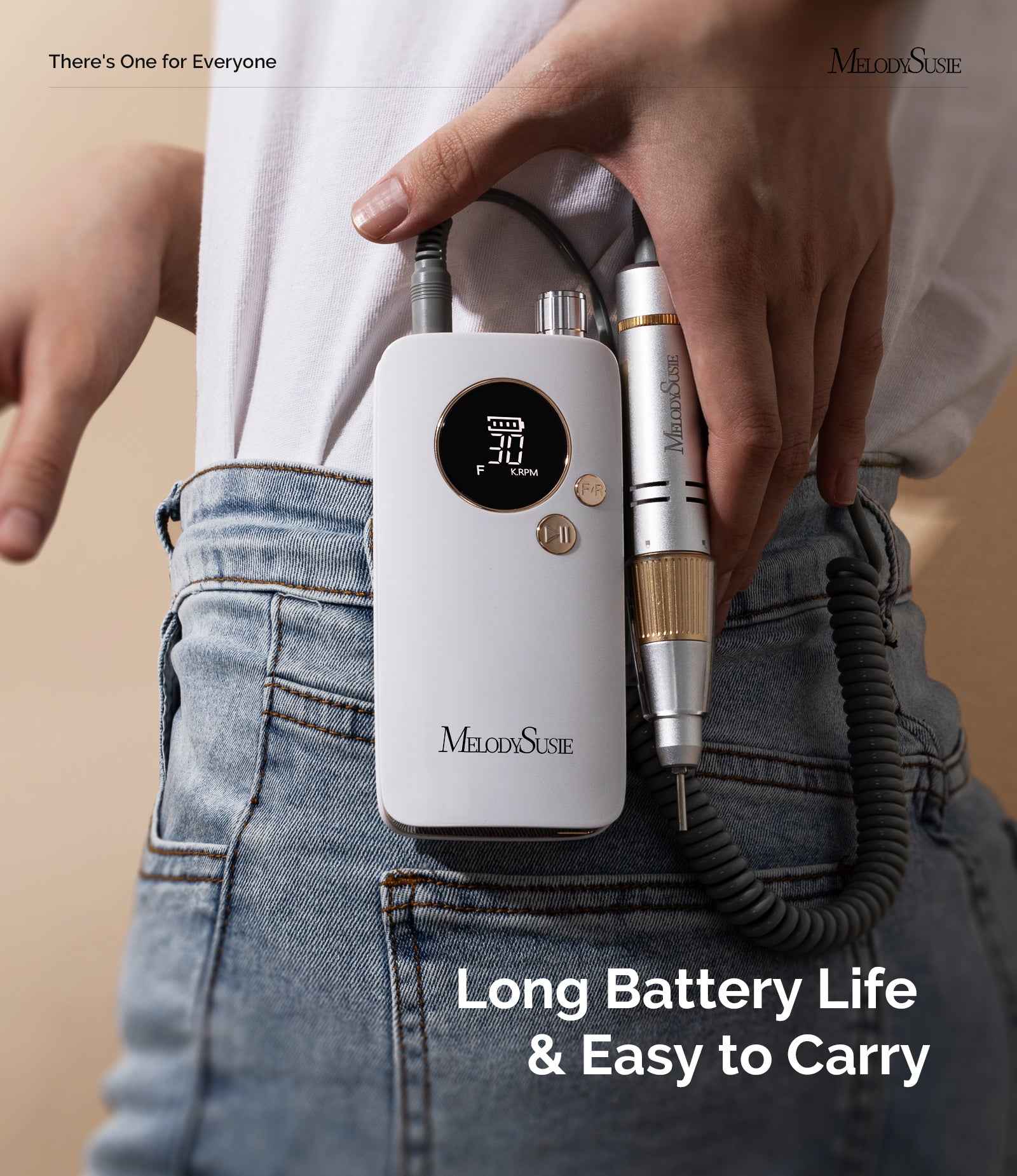 SC320F Clip-On Rechargeable Nail Drill 30,000RPM - White - 图片2