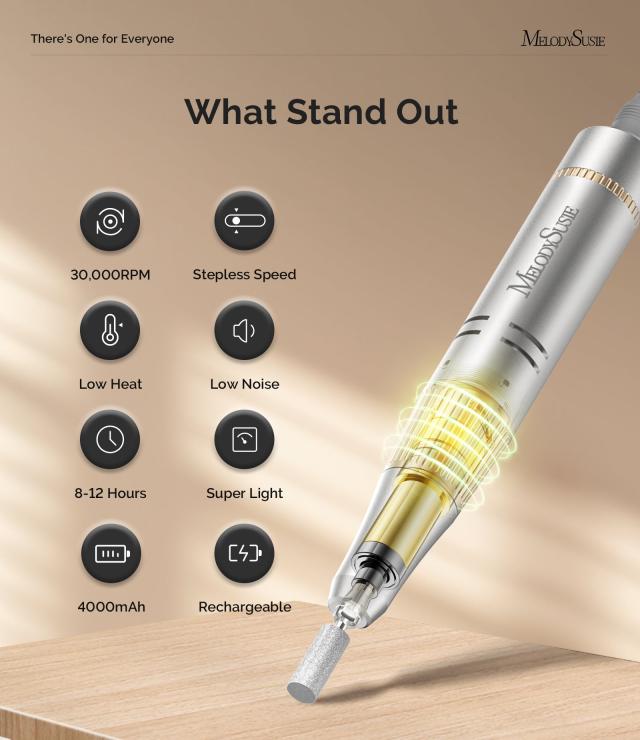SC320F Clip-On Rechargeable Nail Drill 30,000RPM - White