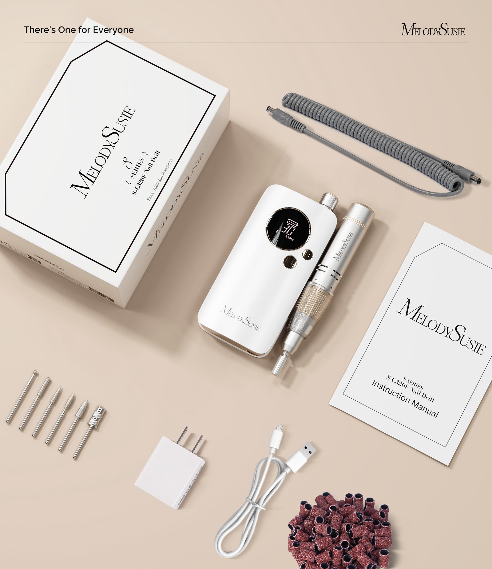 SC320F Clip-On Rechargeable Nail Drill 30,000RPM - White - 图片8