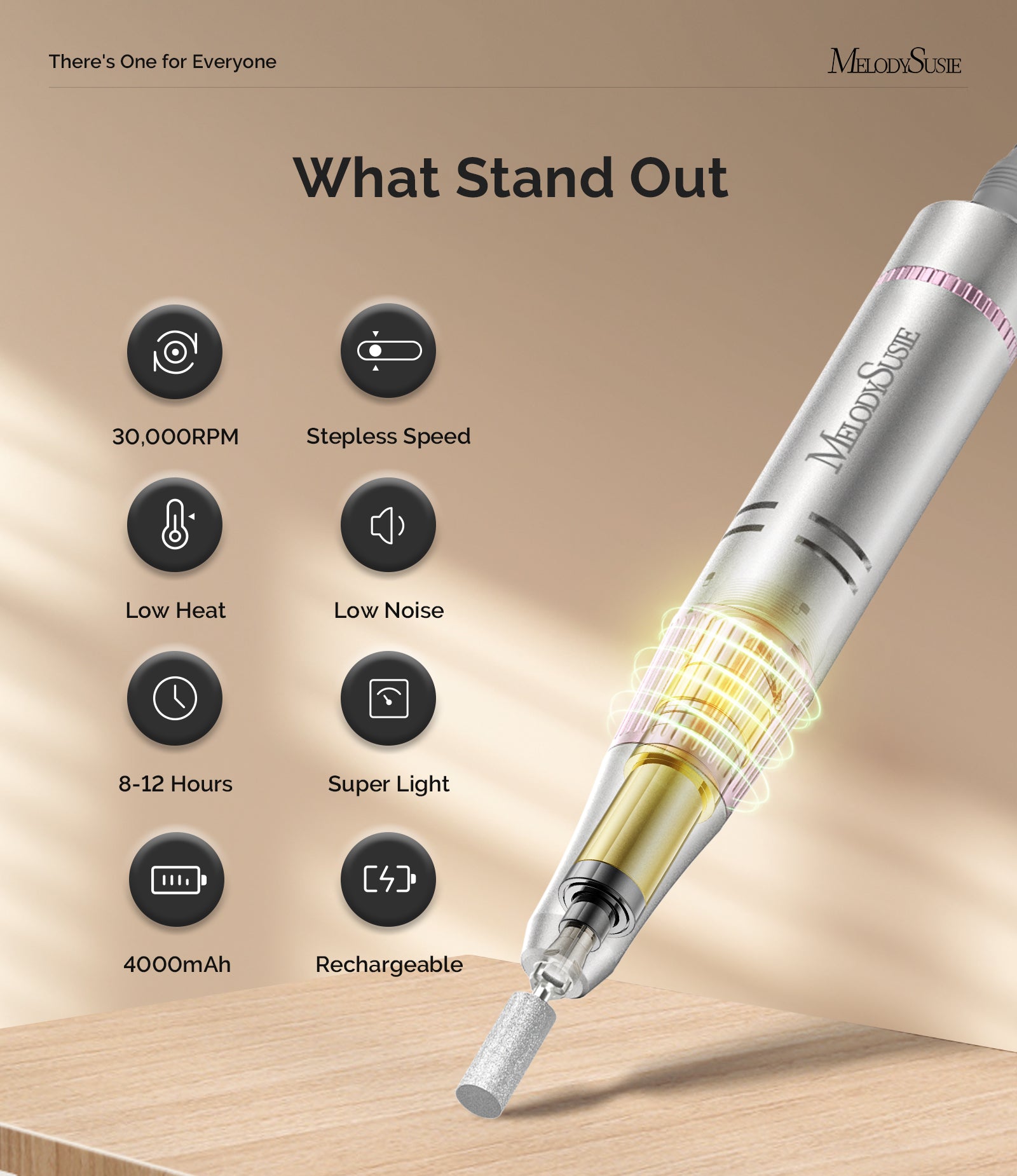 SC320F Rechargeable Nail Drill 30,000RPM Set - 图片7