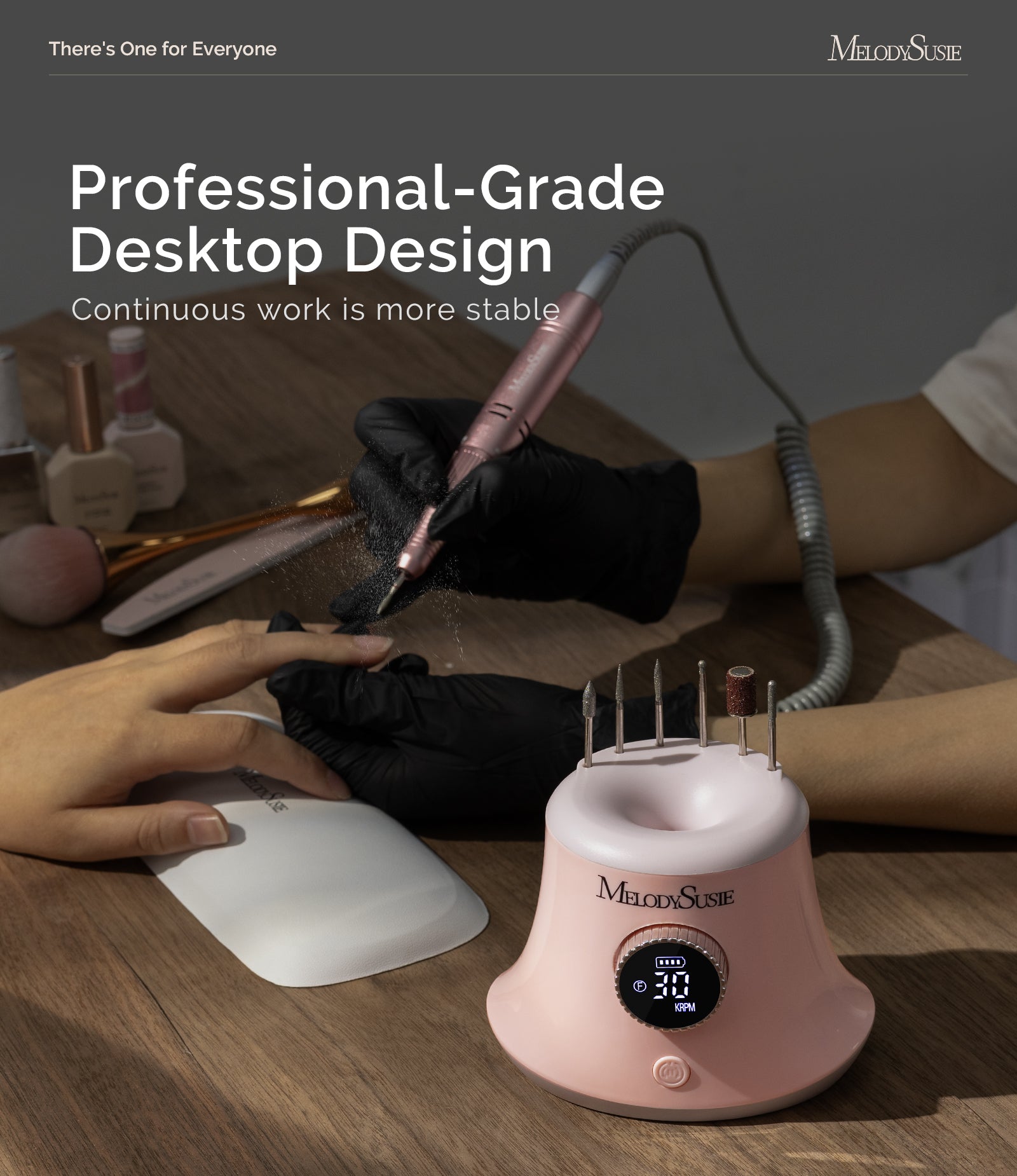 SC320G Desktop Multifunctional Rechargeable Nail Drill 30,000RPM - Pink - 图片2