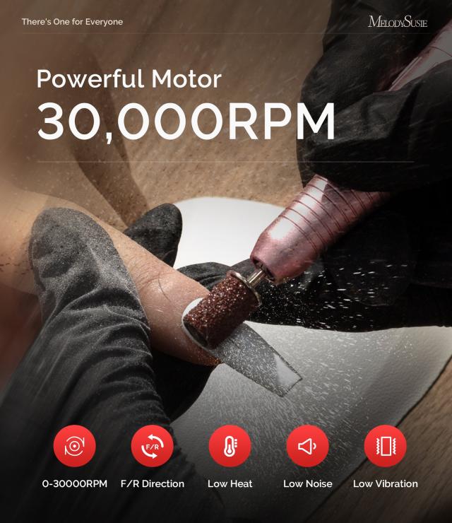 SC320G Desktop Multifunctional Rechargeable Nail Drill 30,000RPM - Pink