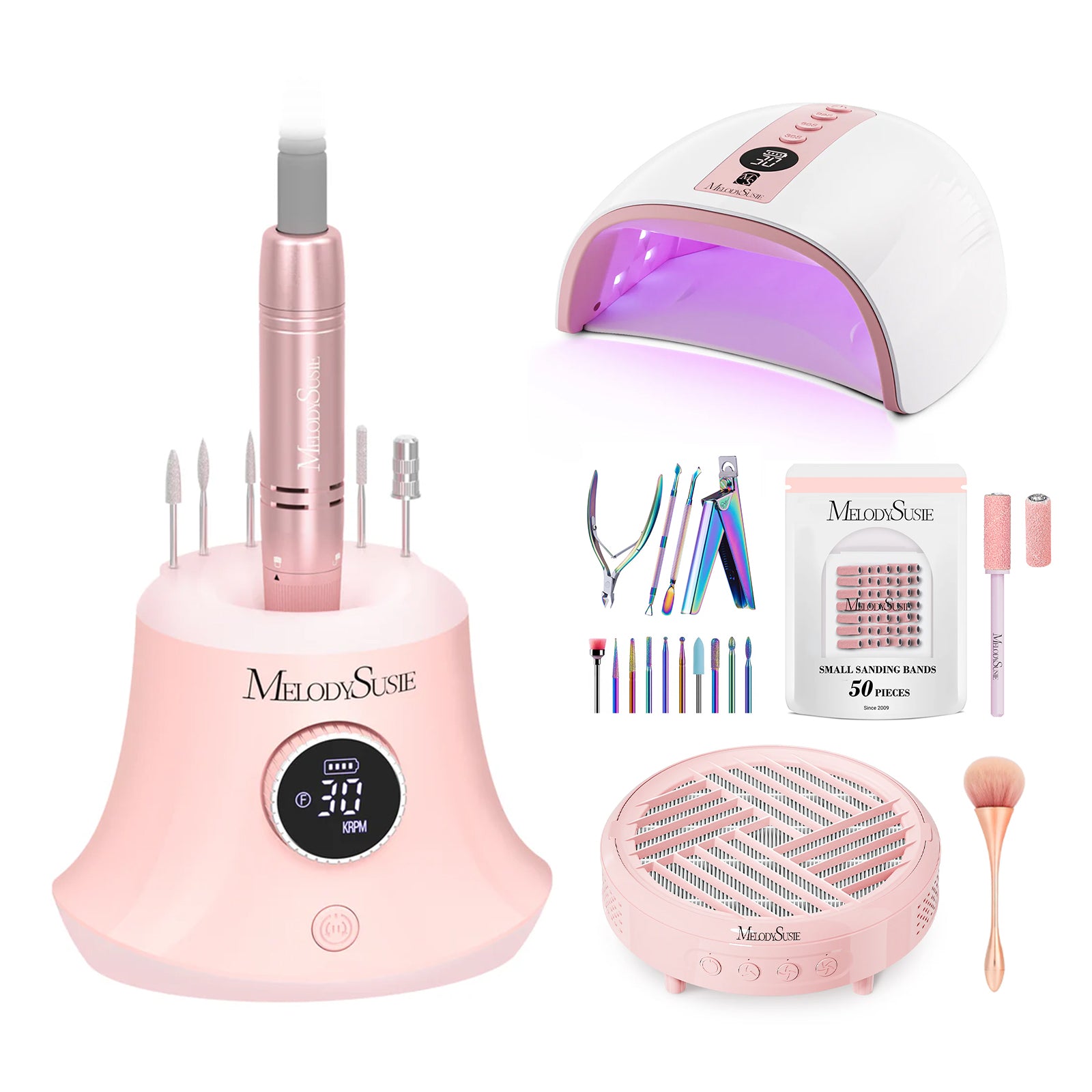 SC320G Desktop Multifunctional Rechargeable Nail Drill 30,000RPM - Pink - 图片9