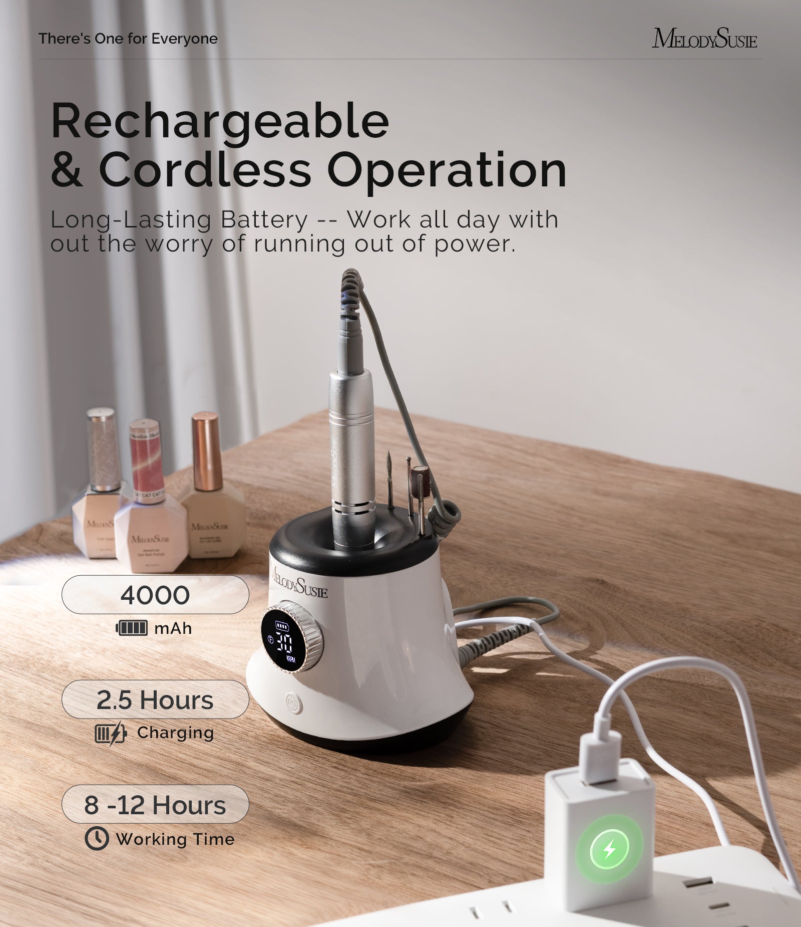 SC320G Desktop Multifunctional Rechargeable Nail Drill 30,000RPM - 图片3