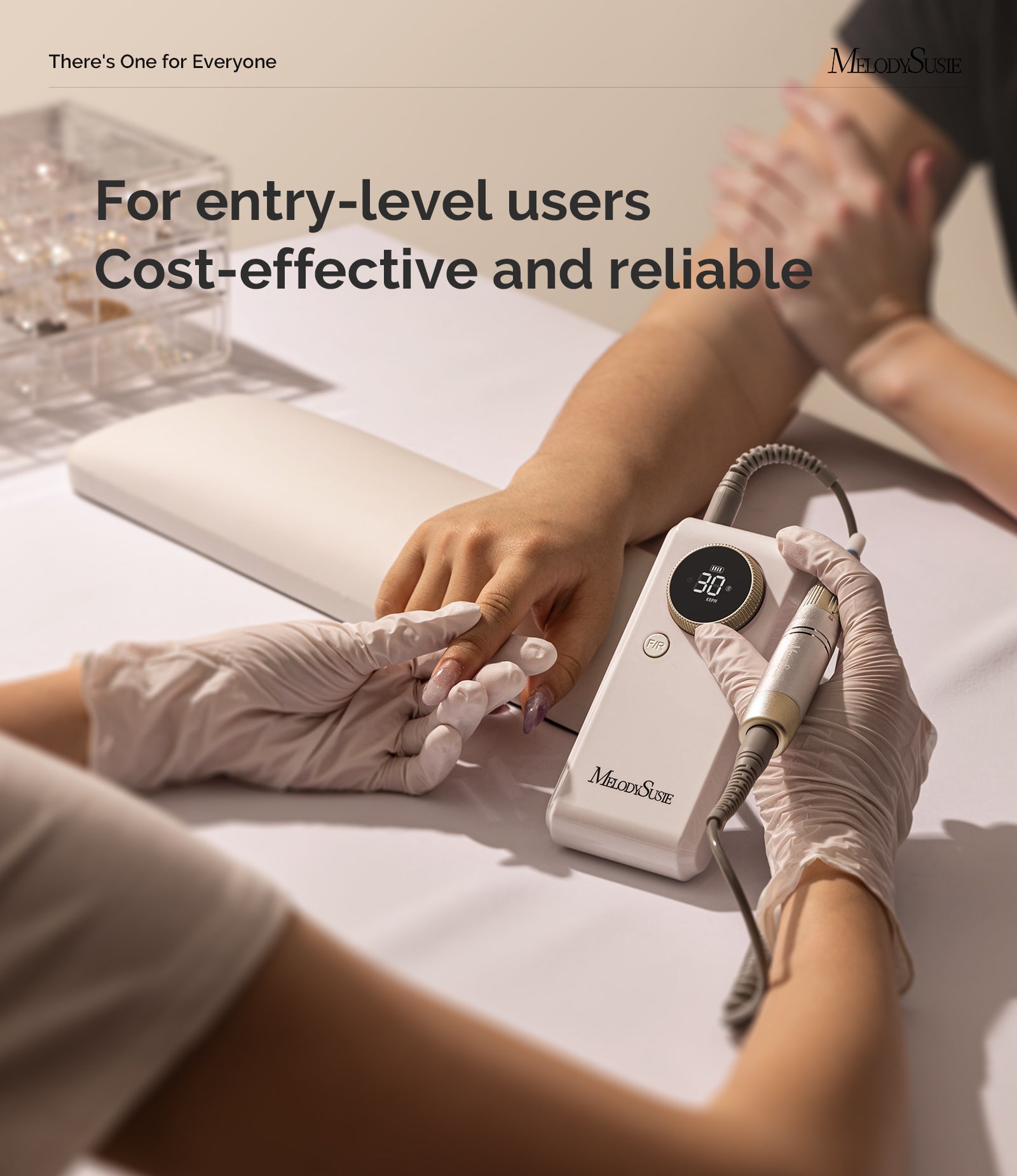 SC330G Clip-On Rechargeable 2-in-1 Nail Drill with Built-In Stand 30,000RPM - White Gold - 图片7