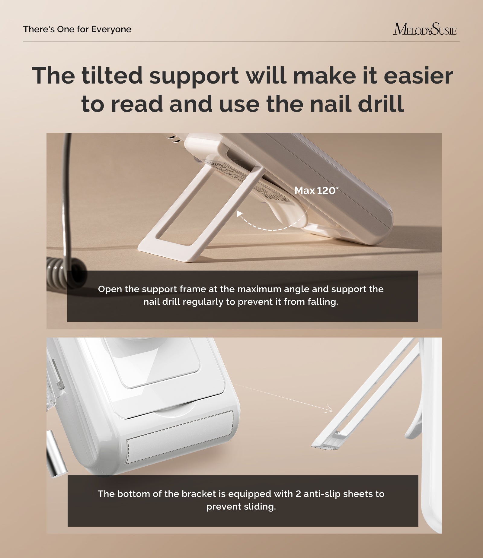 SC330G Clip-On Rechargeable 2-in-1 Nail Drill with Built-In Stand 30,000RPM - White Gold - 图片8