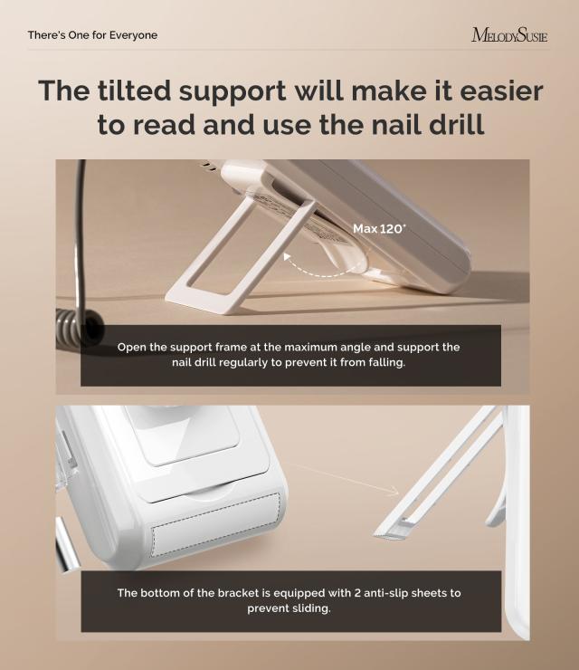 SC330G Clip-On Rechargeable 2-in-1 Nail Drill with Built-In Stand 30,000RPM - White Gold