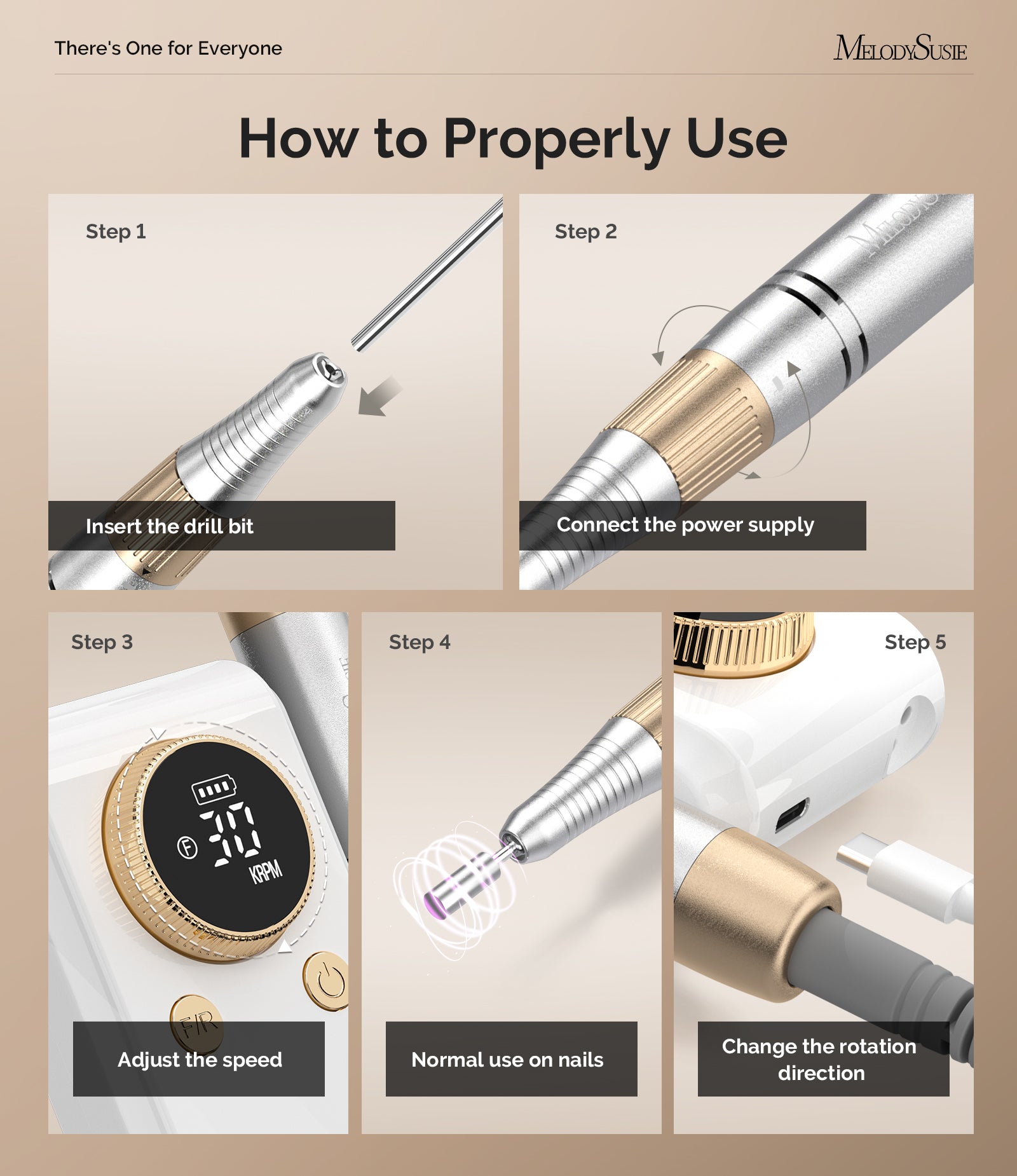 SC330G Clip-On Rechargeable 2-in-1 Nail Drill with Built-In Stand 30,000RPM - 图片4