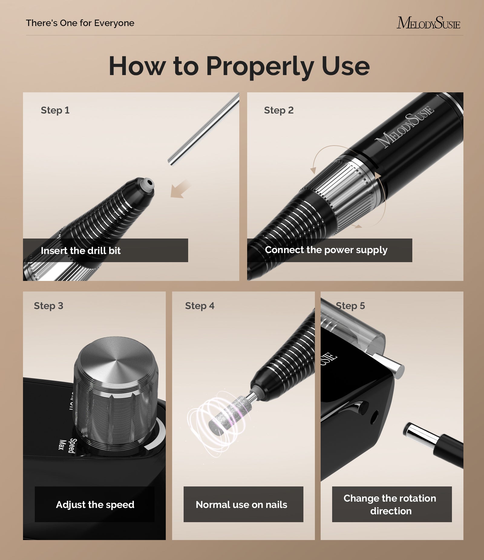 Selene(SC320D) Rechargeable Nail Drill 30,000 RPM (Black) - 图片4