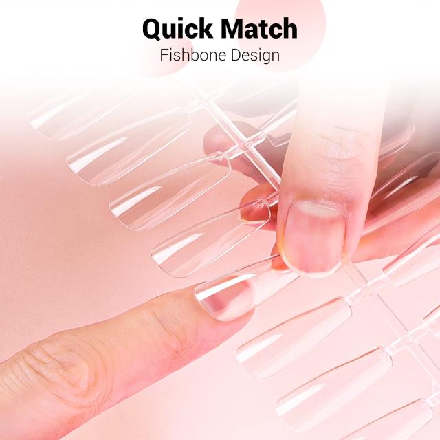 Short Almond Nail Tips – Clear Half Cover