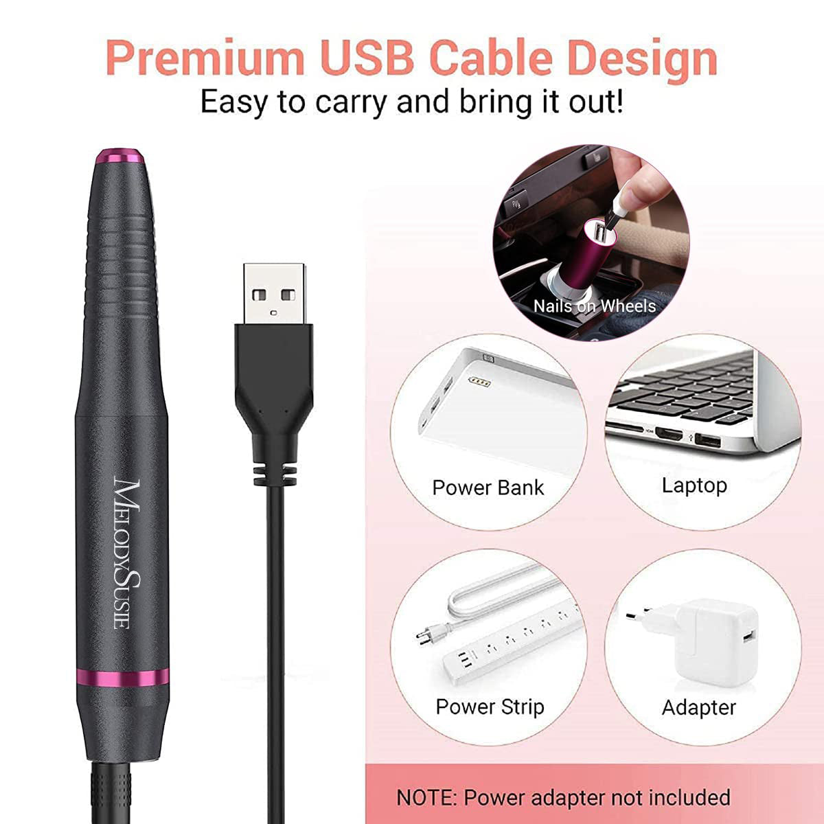 Silvia(PC150C) Pen-Shaped Portable USB Nail Drill 20,000RPM - 图片11